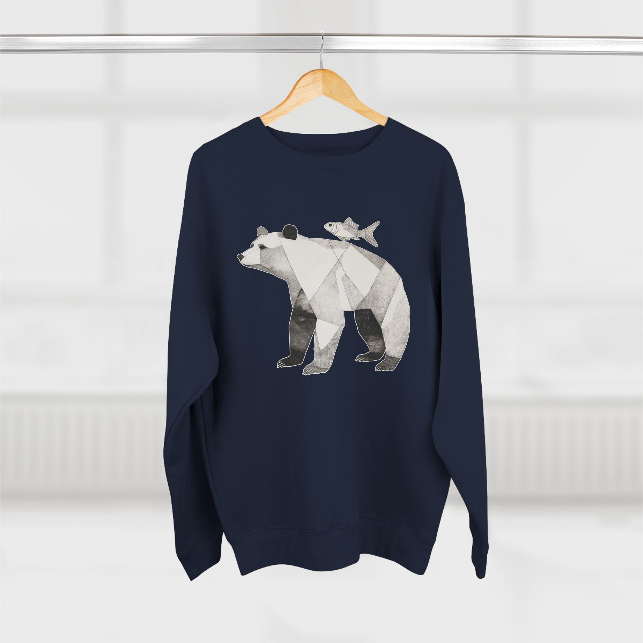 Geometric Bear Crewneck Sweatshirt, Cozy Sweatshirt, Nature Lover Gift, Animal Sweatshirt, Casual Wear, Unisex Fashion