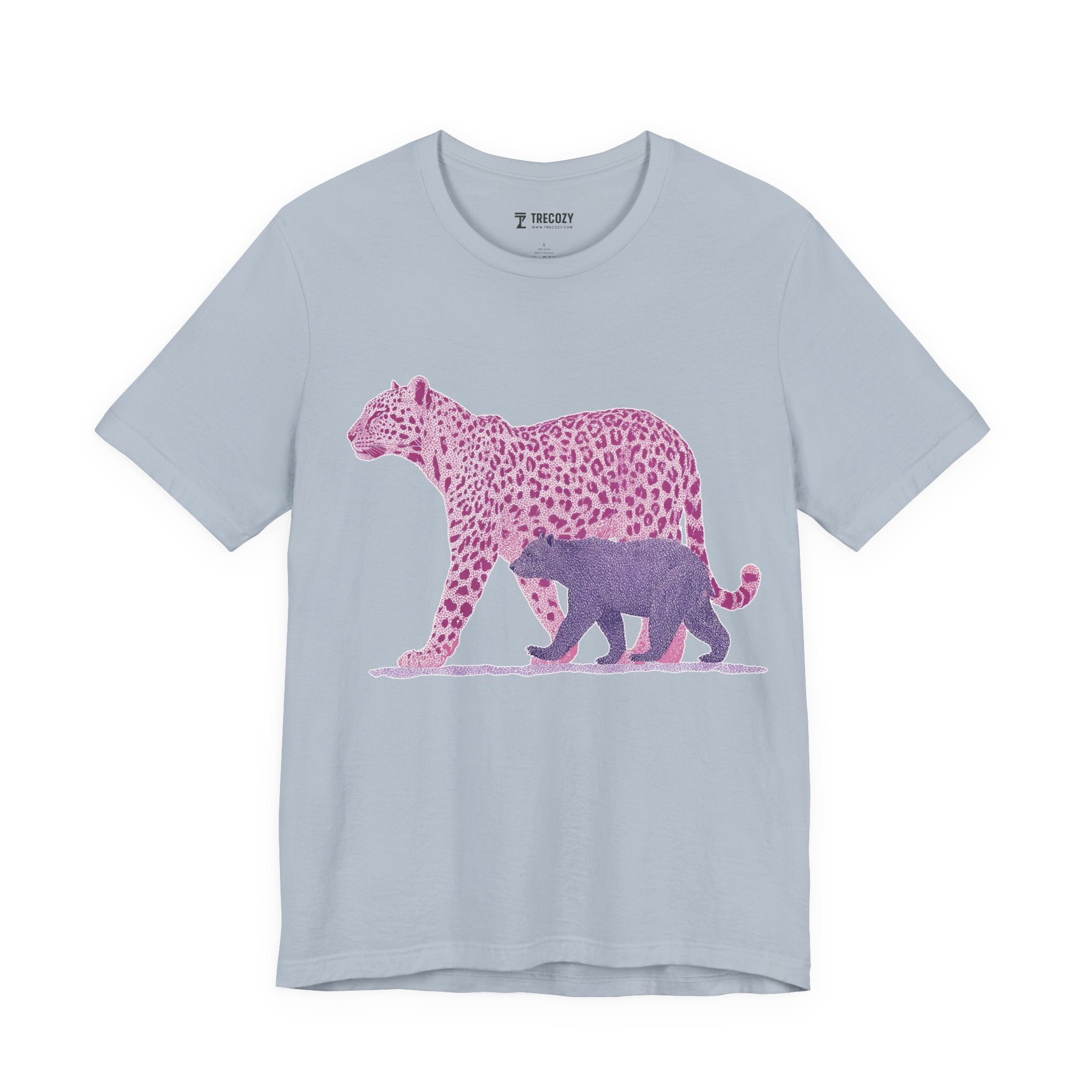 Leopard & Bear Duo – Artistic Wildlife T-Shirt, Bold Pink & Purple Animal Graphic Tee, Nature-Inspired Graphic Tee