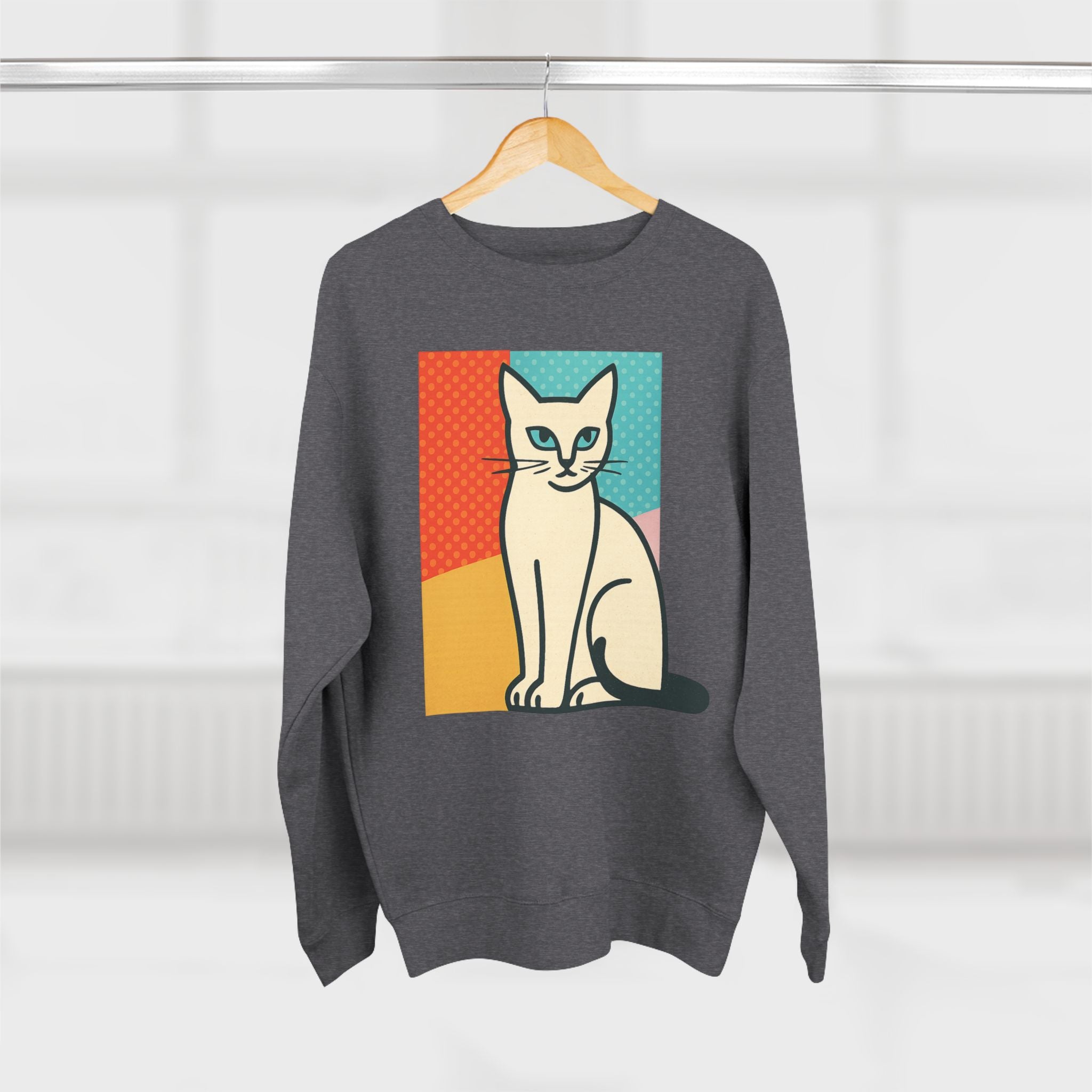 Modern Art Cat Unisex Crewneck Sweatshirt, Cat Lover Gift, Cozy Sweater for Pet Owners, Cute Animal Apparel, Perfect for Birthdays, Holidays