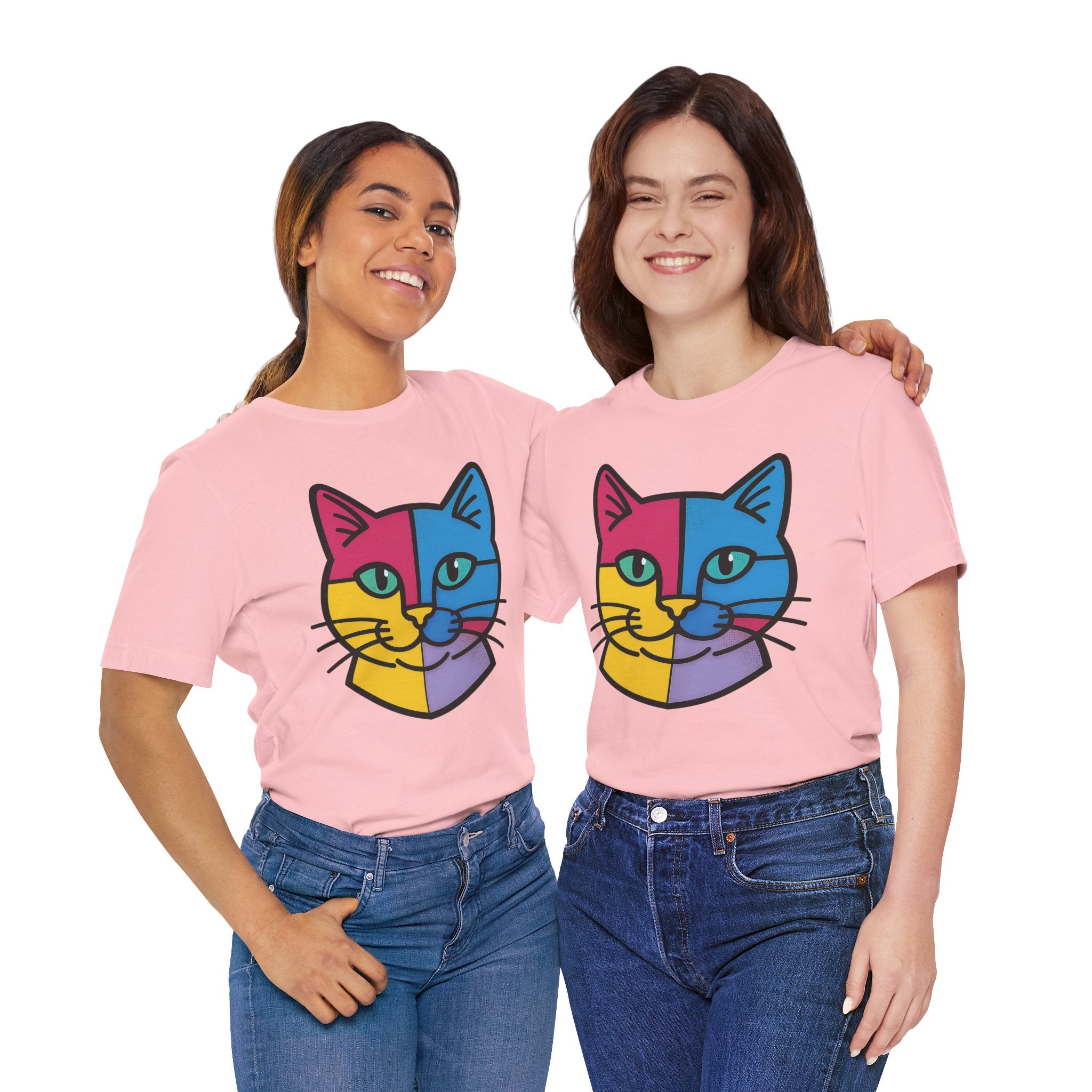 Colorful Cat Tee, Cozy Cat Lover Shirt, Gift for Pet Owners, Trending Cute Animal Top, Nature Inspired Fashion