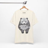 Bear with Fish Catch – Hand-Drawn Wildlife T-Shirt, Rustic Nature Graphic Tee, Artisan Wildlife Graphic Tee