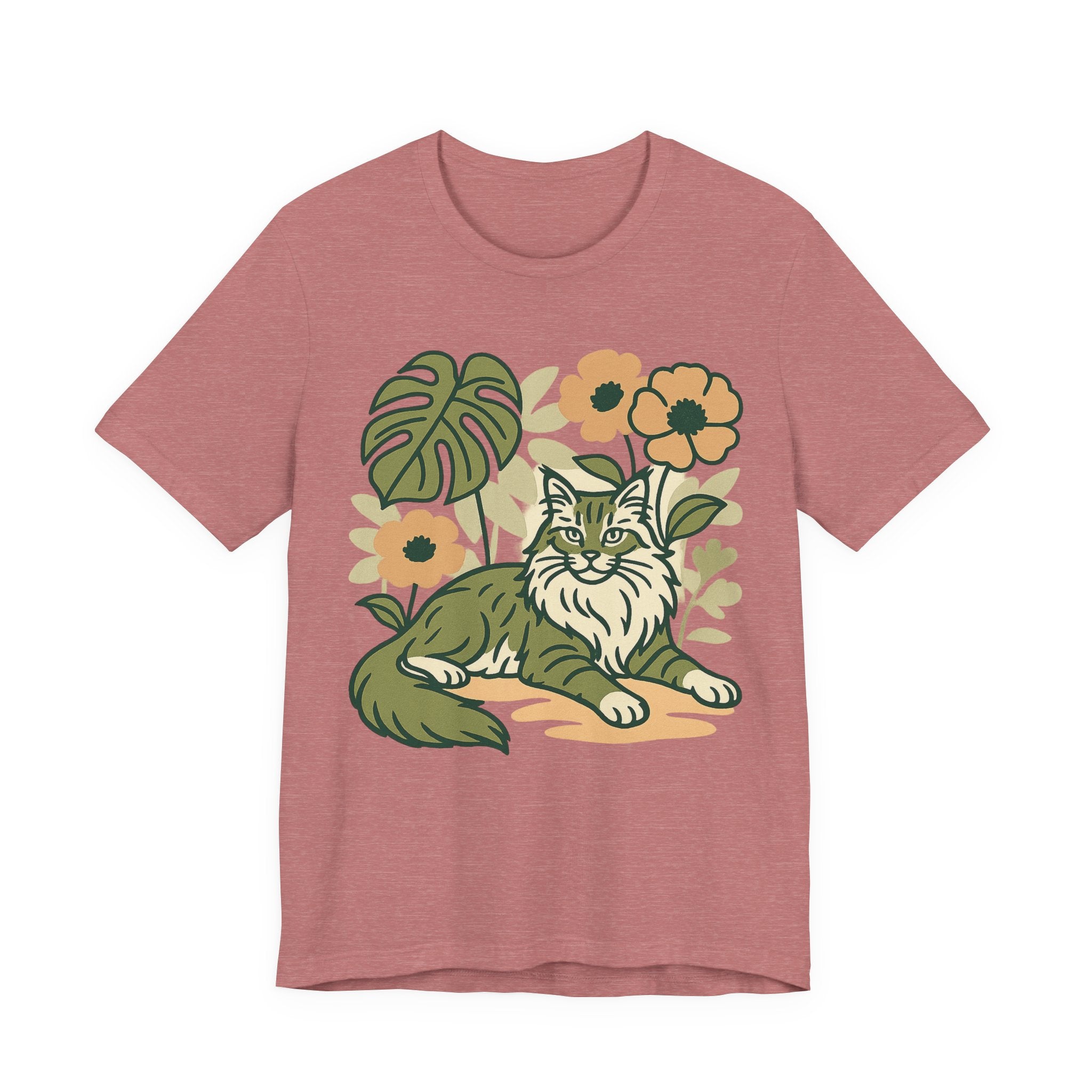 Cat with Plants Tee, Unisex Graphic Shirt, Pawsome Travel Shirt, Pet Lover Gift, Outdoor Adventure Apparel