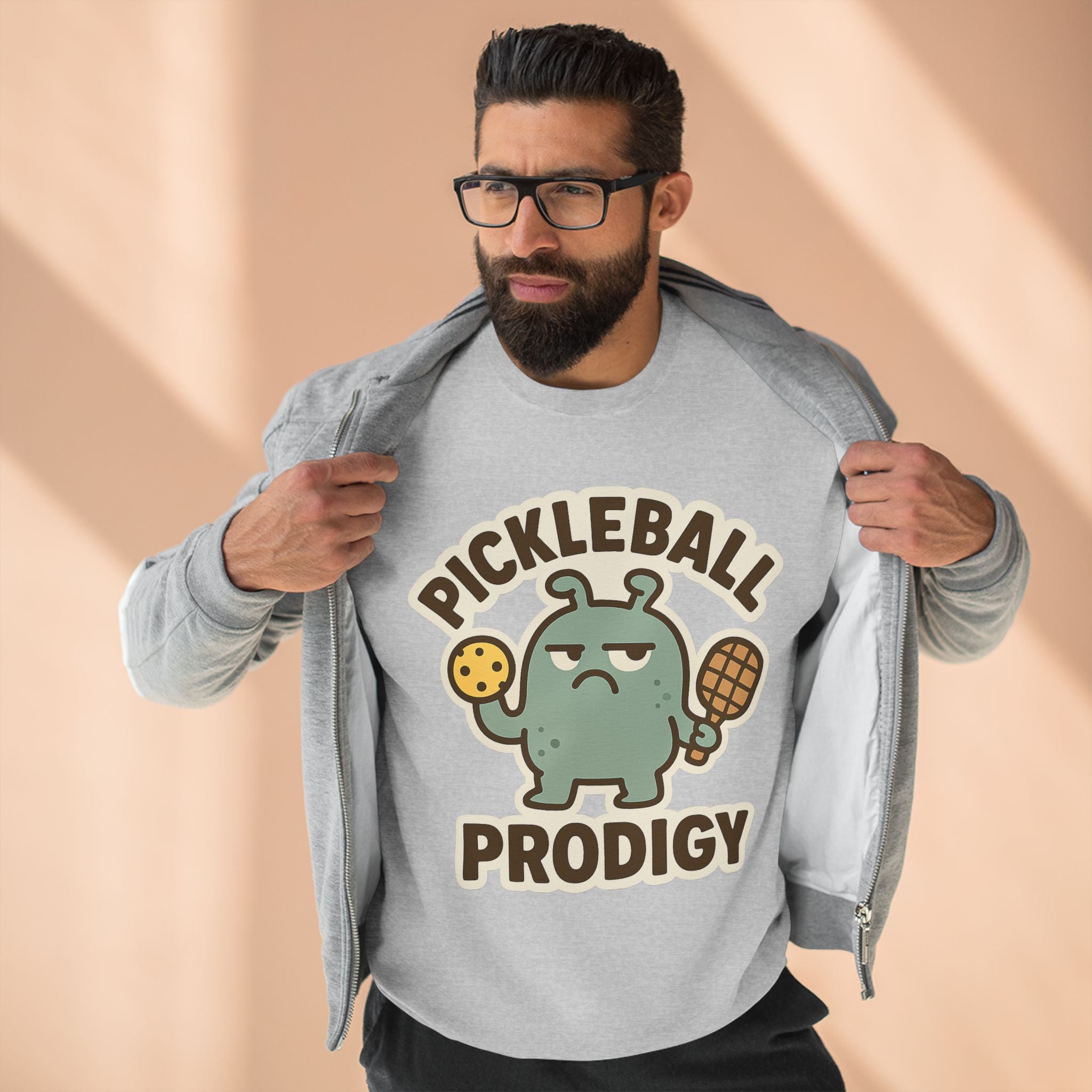 Pickleball Prodigy Unisex Crewneck Sweatshirt, Funny Pickleball Gift for Players, Sports Sweatshirt for Kids and Adults