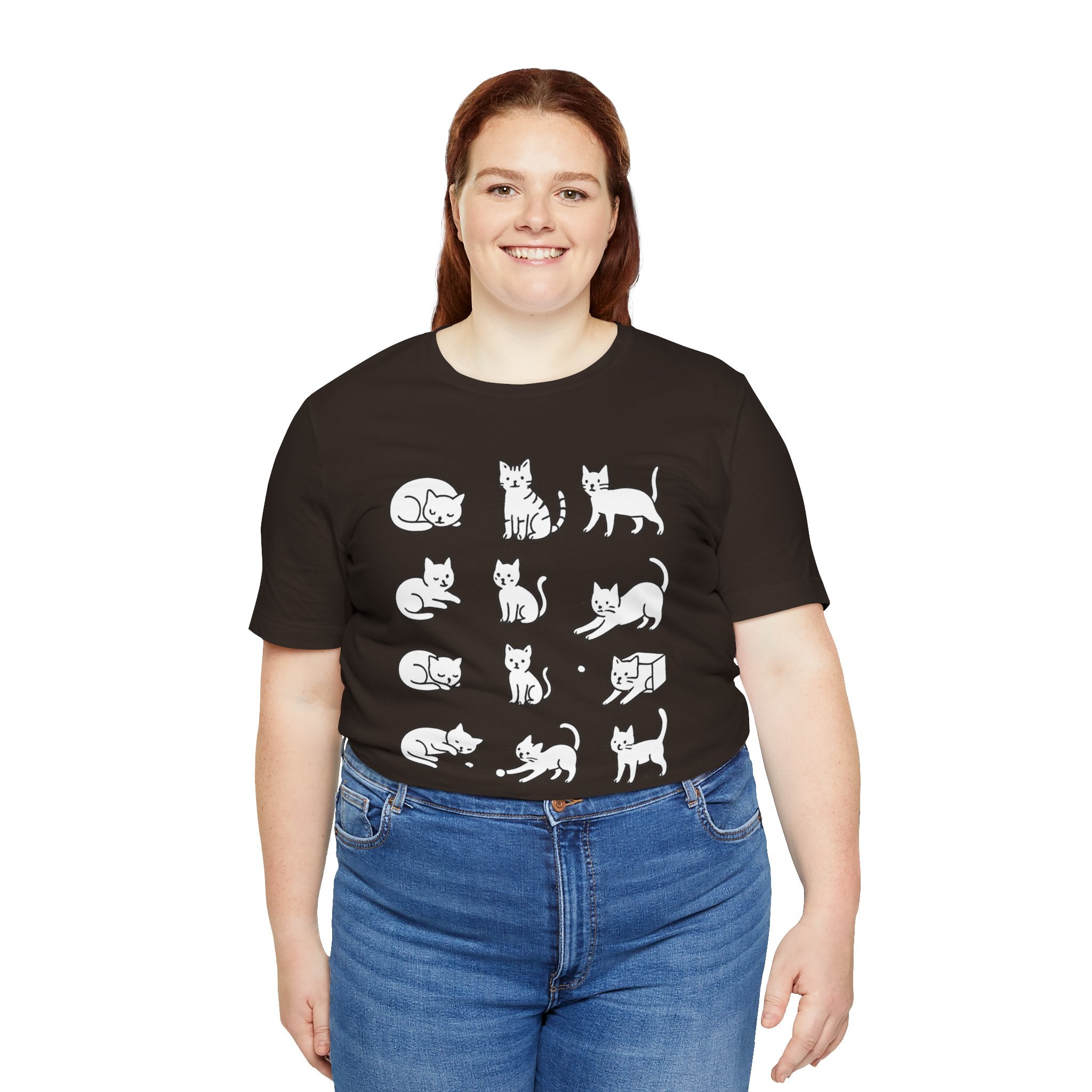 Multiple Cats Playing Tee, Cozy Cat Lover Shirt, Gift for Pet Owners, Cute Animal Top, Cat with Flowers
