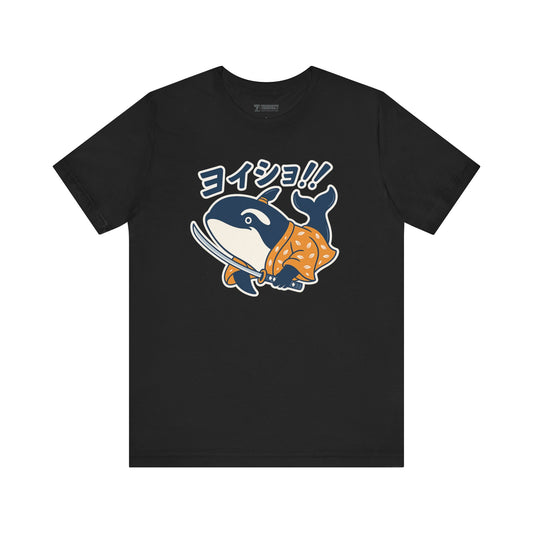Orca Katana Shirt, Funny Animal Lover Tee, Cozy Gift for Samurai Lover, Kawaii Orca Whale Graphic Tee