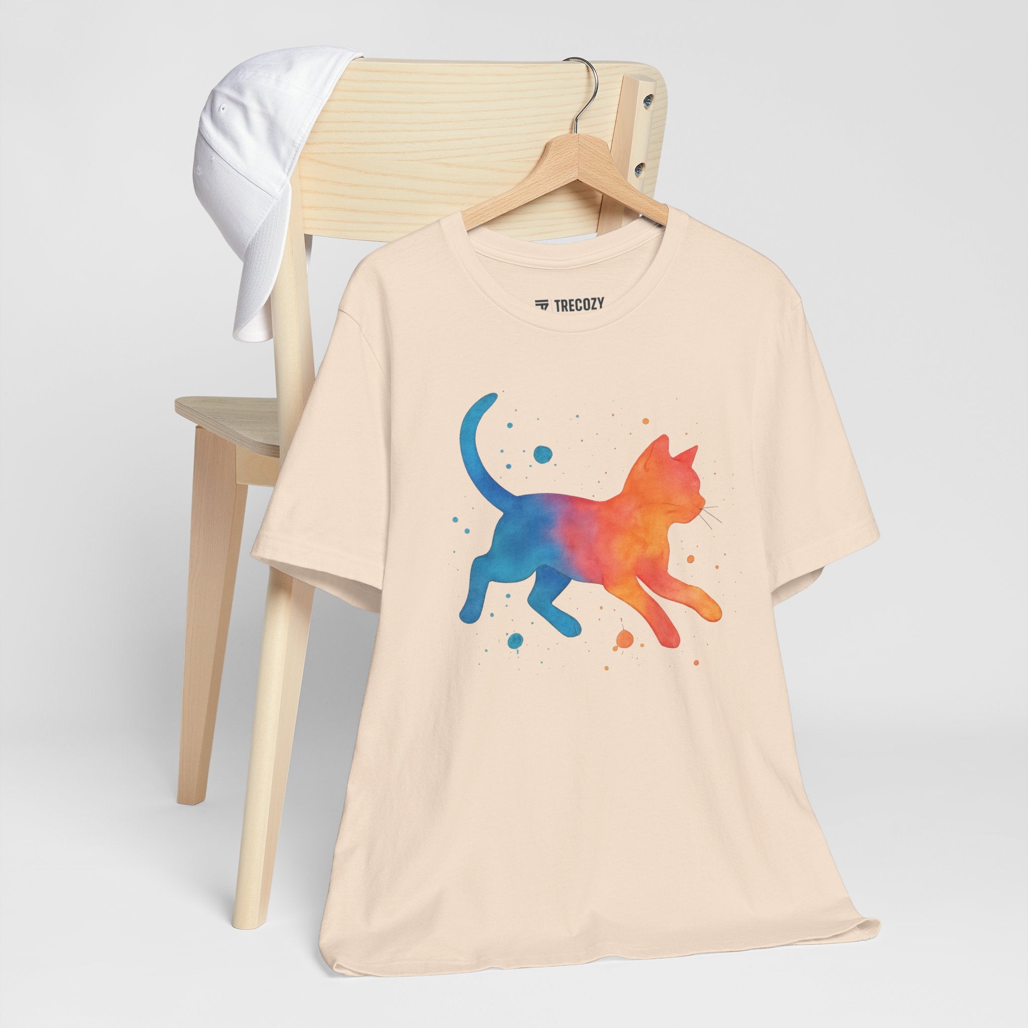 Colorful Cat Tee, Cozy Cat Lover Shirt, Gift for Pet Owners, Trending Cute Animal Top