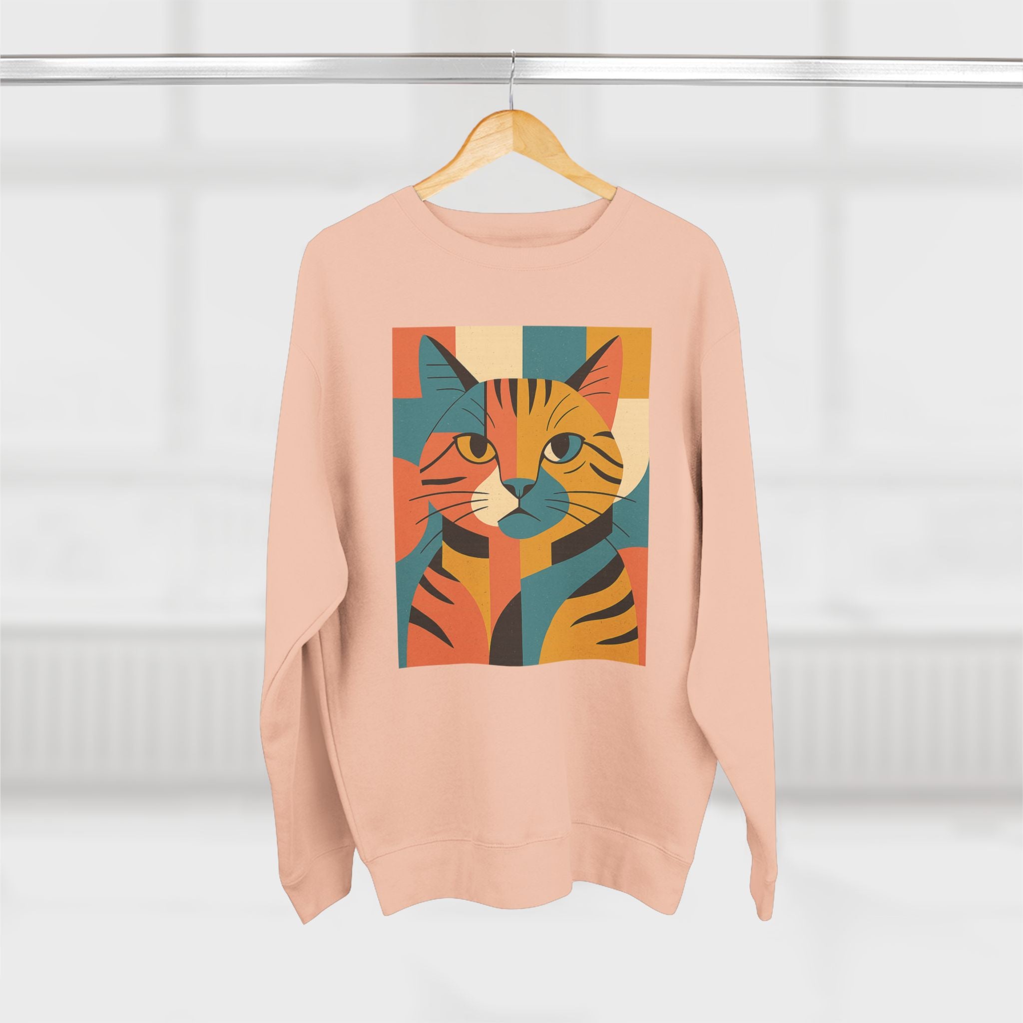 Colorful Cat Unisex Crewneck Sweatshirt, Cat Lover Gift, Cozy Sweater for Pet Owners, Cute Animal Apparel, Perfect for Birthdays, Holidays