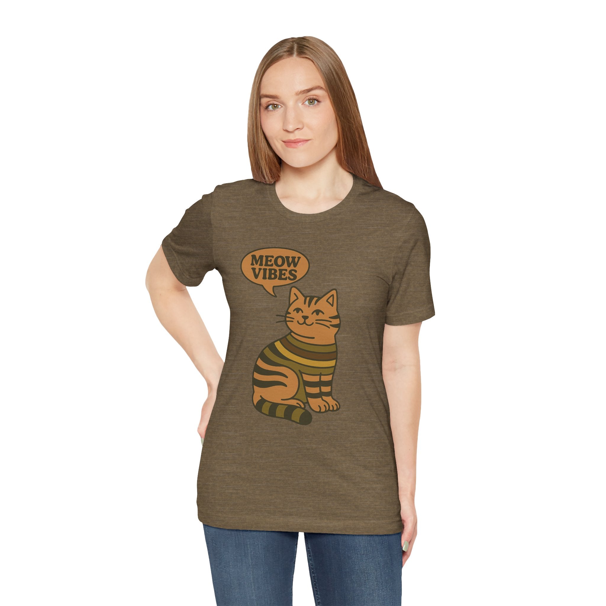 Meow Vibes Cat Tee, Cozy Cat Lover Shirt, Gift for Pet Owners, Trending Cute Animal Top, Nature Inspired Fashion