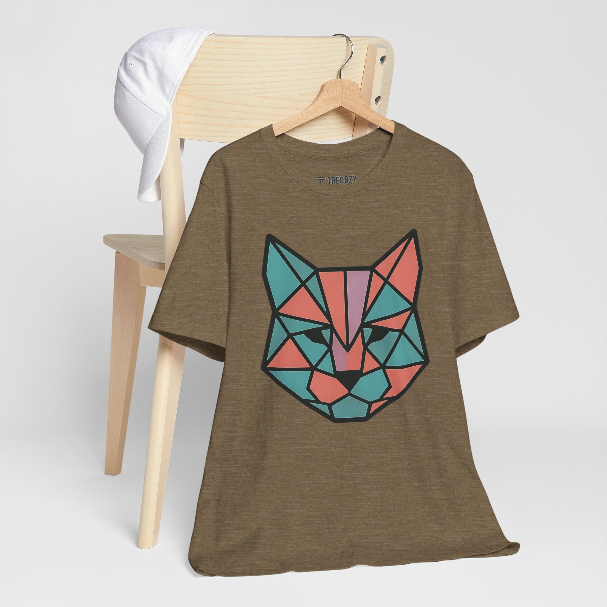 Colorblock Cat Tee, Cozy Cat Lover Shirt, Gift for Pet Owners, Cute Animal Top, Nature Inspired Fashion