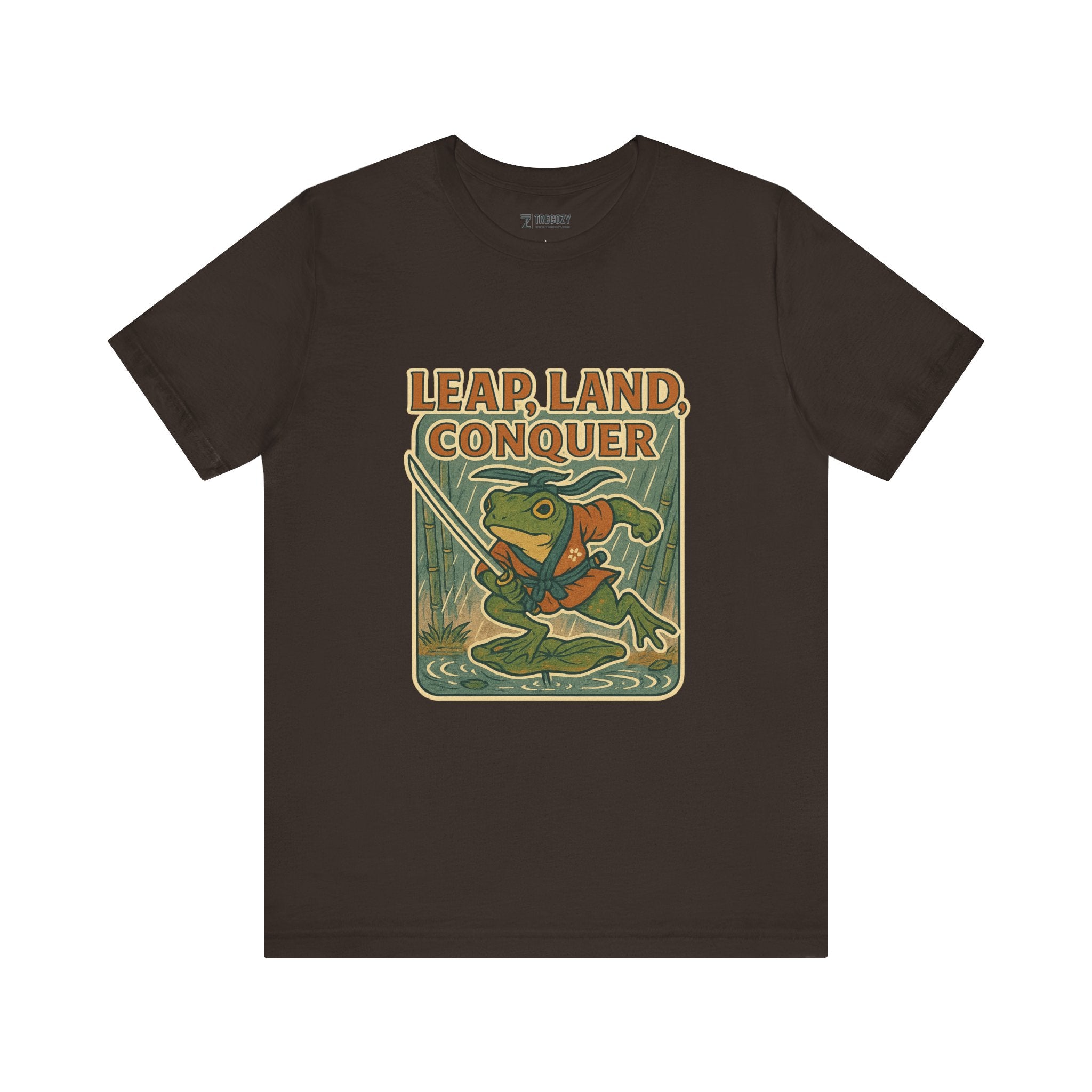 Leap, Land, Conquer – Japanese Ukiyo-e Warrior Frog T-Shirt, Funny Graphic Art Tee