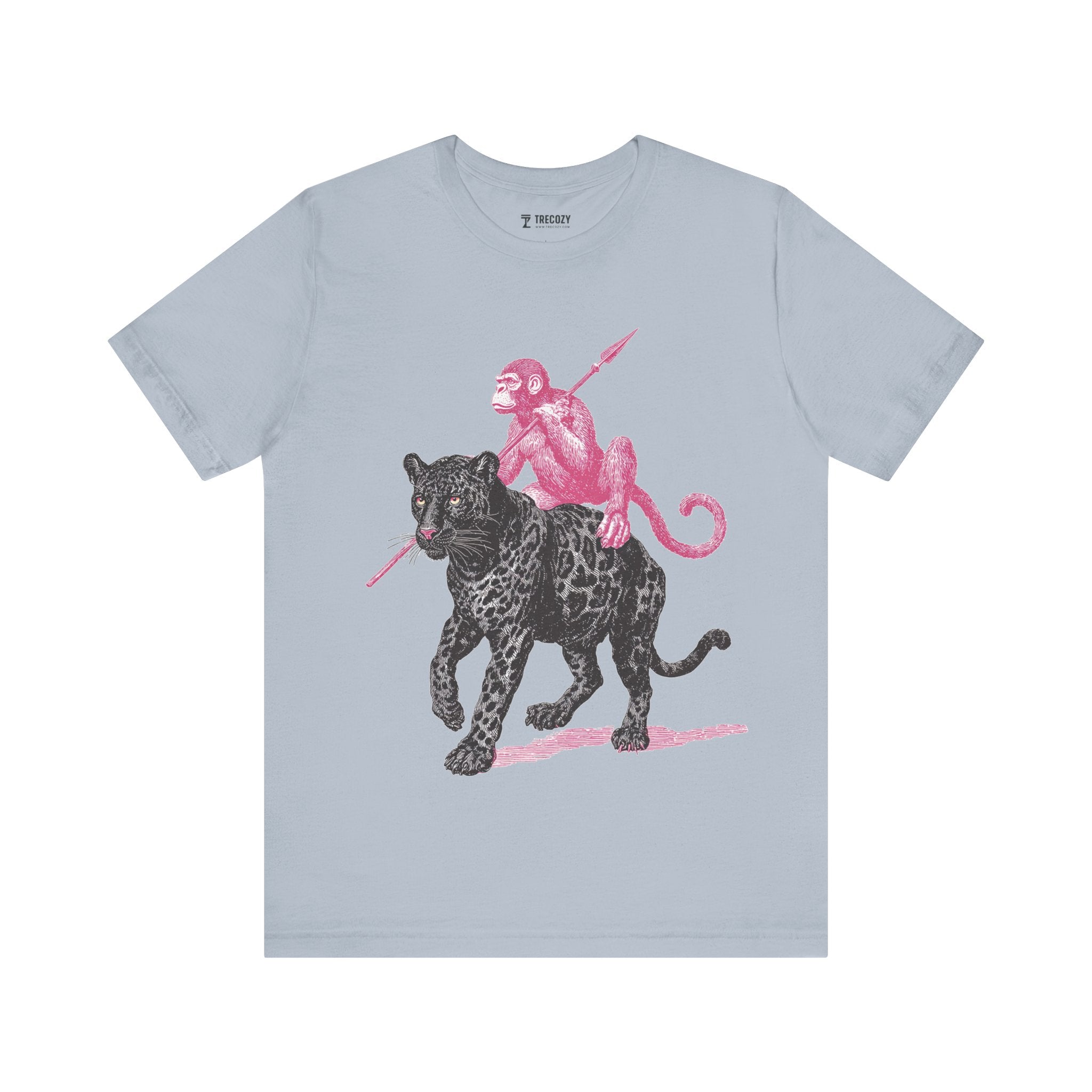 Warrior Monkey & Panther – Bold Tribal-Inspired T-Shirt, Fierce Jungle Duo Graphic Tee, Bold Animal Print Shirt