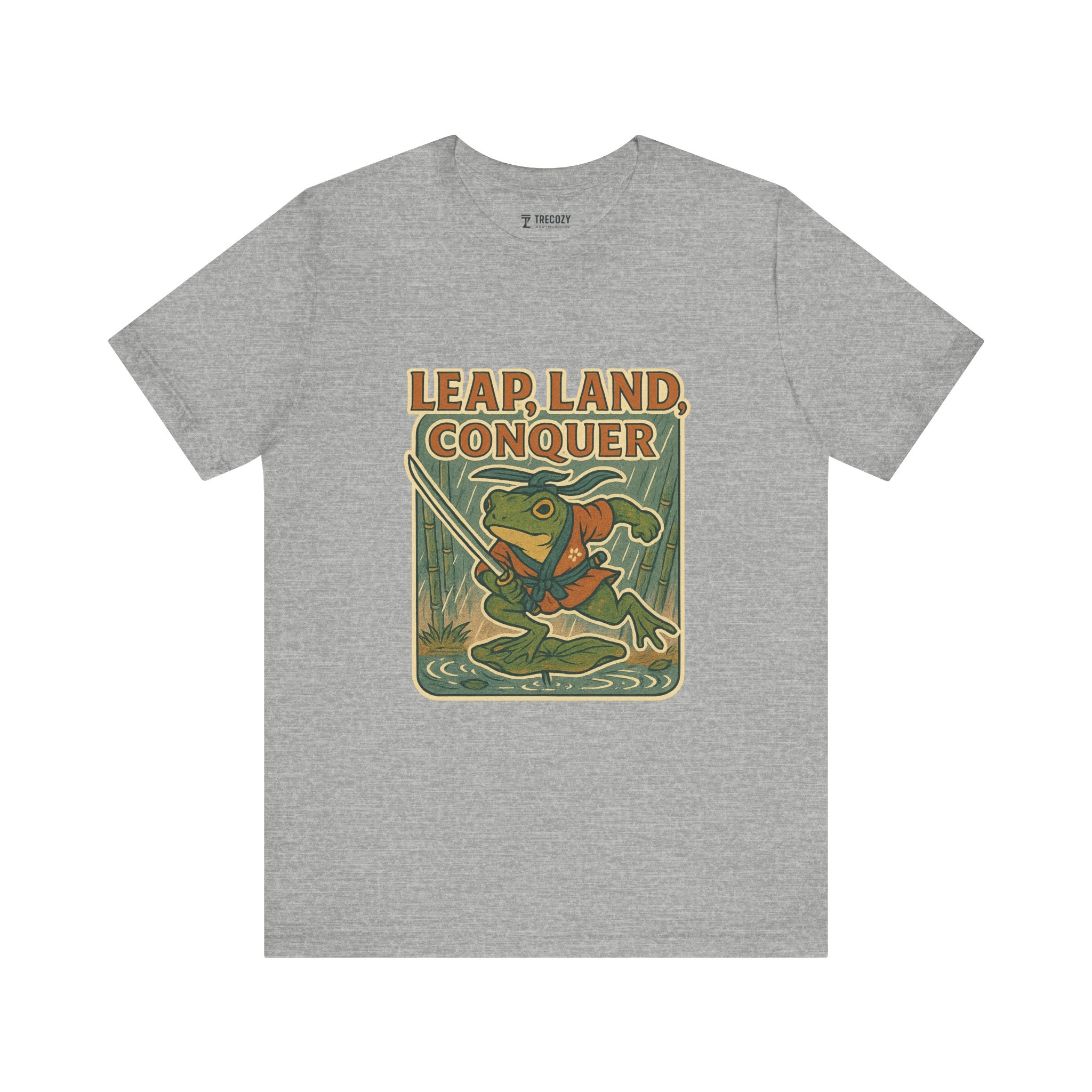 Leap, Land, Conquer – Japanese Ukiyo-e Warrior Frog T-Shirt, Funny Graphic Art Tee