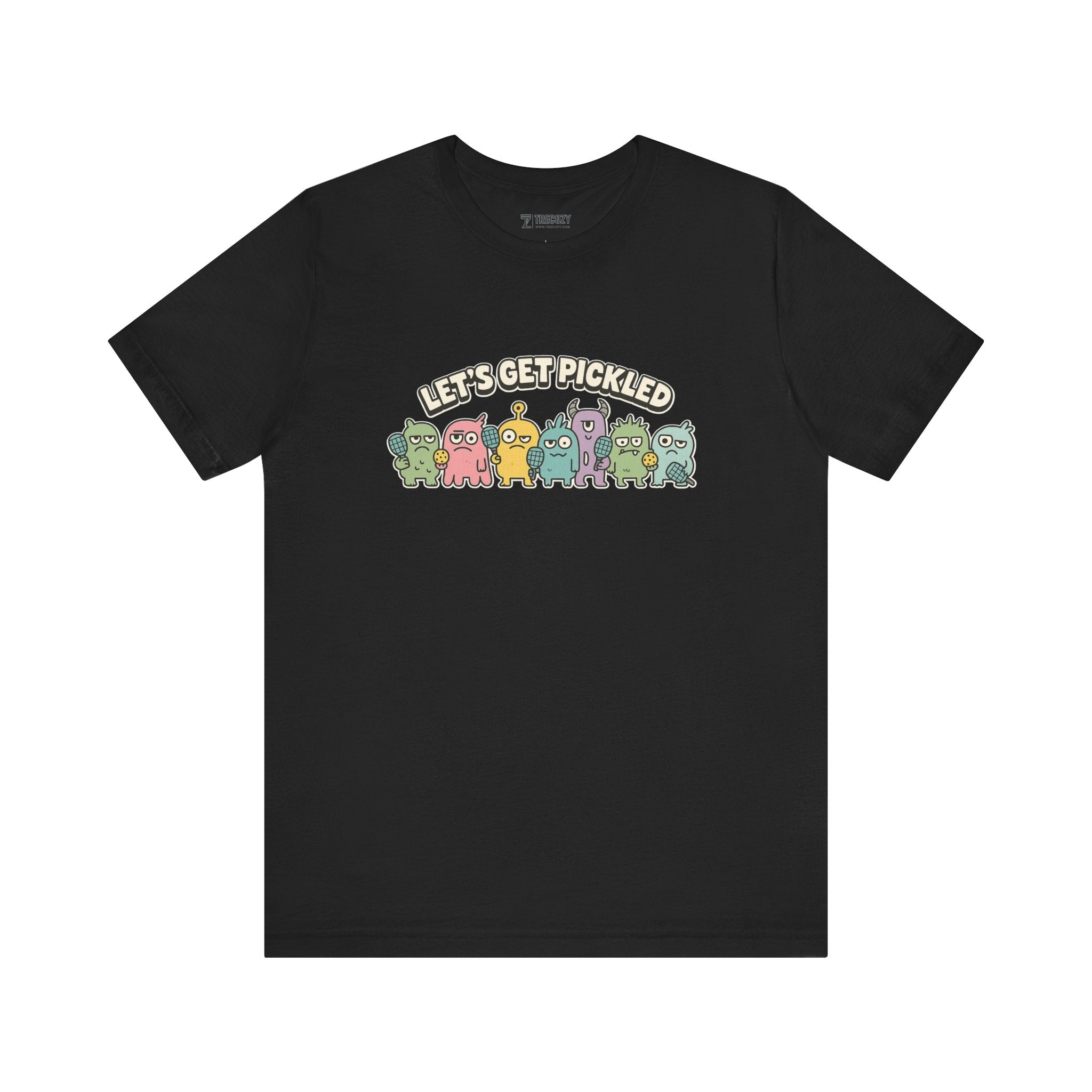 Let’s Get Pickled – Funny Pickleball Monster T-Shirt, Quirky Cartoon Sports Graphic Tee