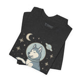Dreaming Husky Astronaut Tee, Cozy TShirt, Gift for Pet Owners, Trending Cute Animal Top, Cute Dog Tshirt