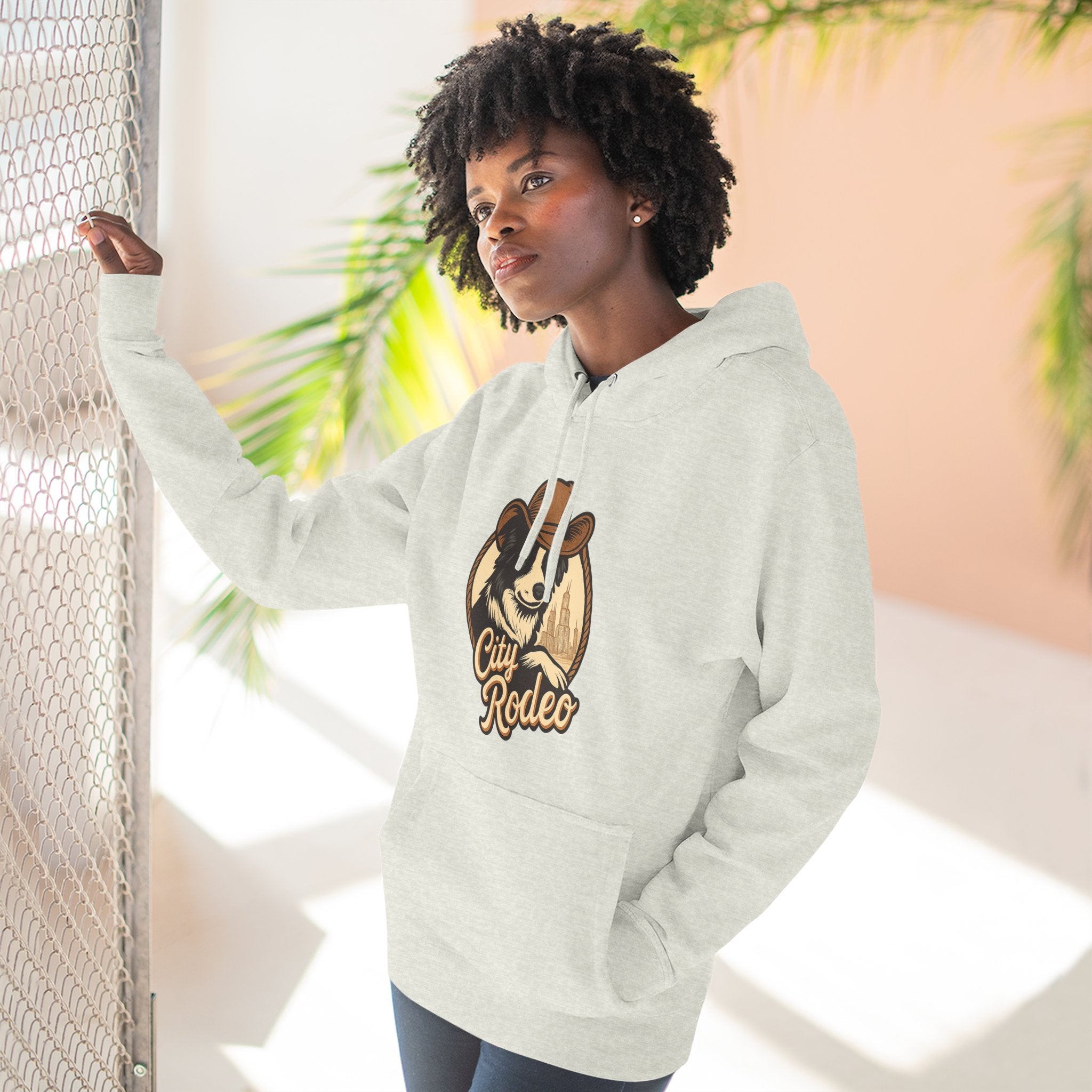 City Rodeo Fleece Hoodie, Cozy Sweatshirt, Relaxed Apparel, Gift for Friends, Casual Wear, Summer Vibes, Chill Hoodie