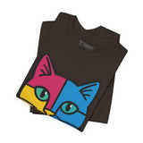 Colorful Cat Tee, Cozy Cat Lover Shirt, Gift for Pet Owners, Trending Cute Animal Top, Nature Inspired Fashion