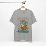 Take It Easy and Enjoy Life – Japanese Ukiyo-e Samurai Frog T-Shirt, Zen Warrior Graphic Tee