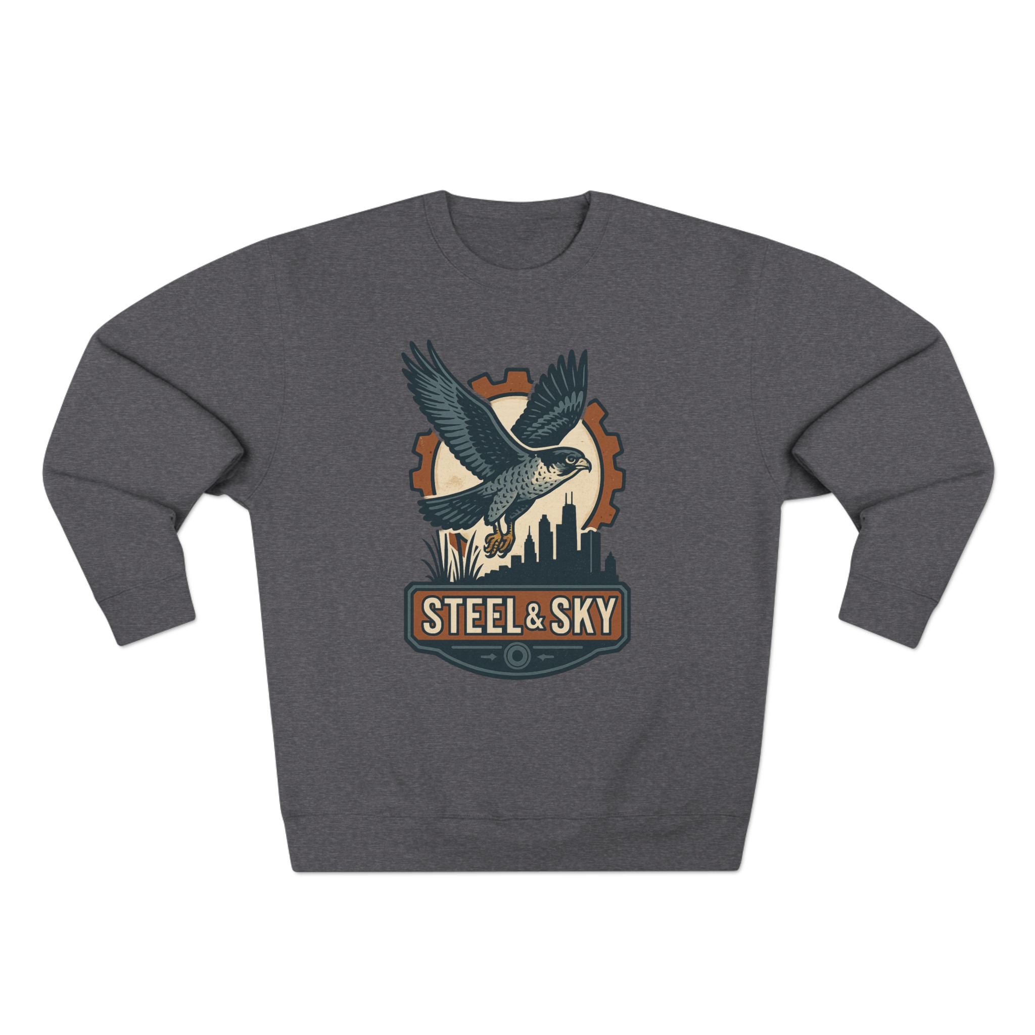 Steel And Sky Unisex Crewneck Sweatshirt - Cozy Fall Wear, Nature Lover Gift, Perfect for Halloween, Casual Comfy Style