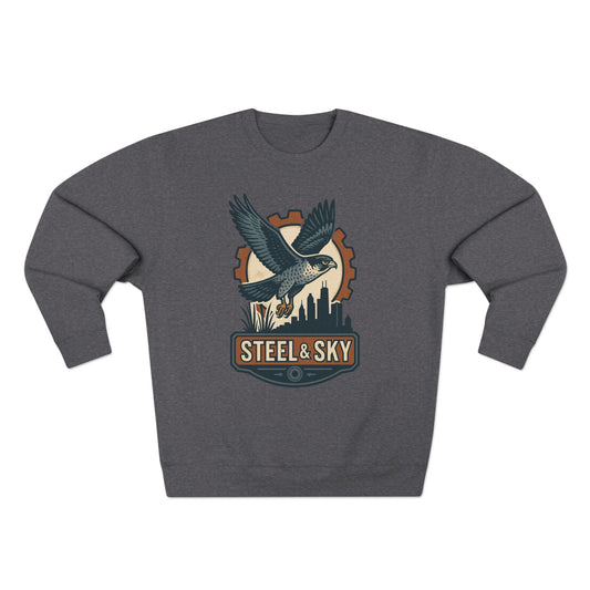 Steel And Sky Unisex Crewneck Sweatshirt - Cozy Fall Wear, Nature Lover Gift, Perfect for Halloween, Casual Comfy Style