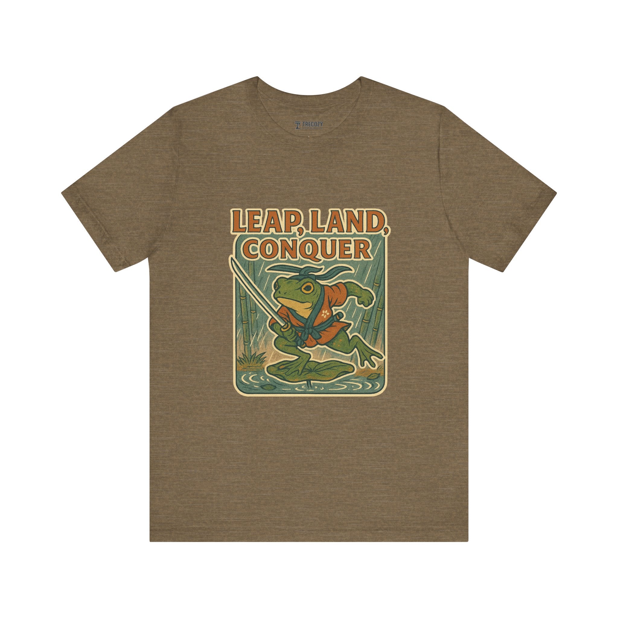Leap, Land, Conquer – Japanese Ukiyo-e Warrior Frog T-Shirt, Funny Graphic Art Tee