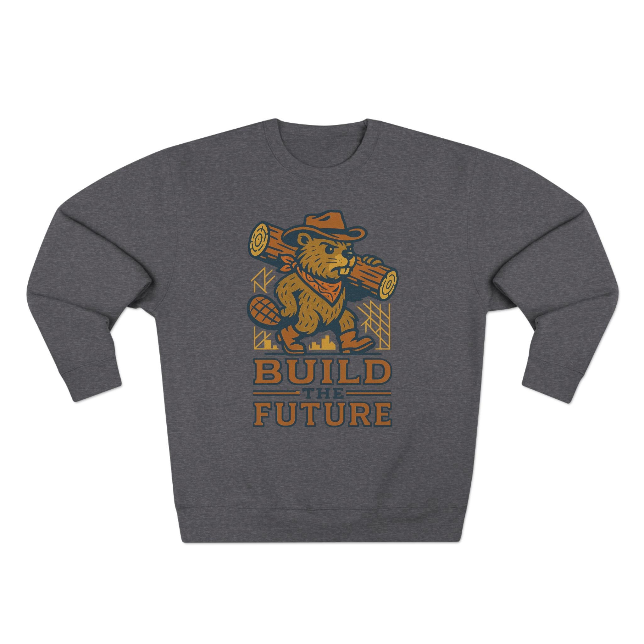 Cozy Unisex Beaver Crewneck Sweatshirt - Build the Future, Inspirational Gift for Dreamers, Casual Layer for Nature Lovers, Comfortable