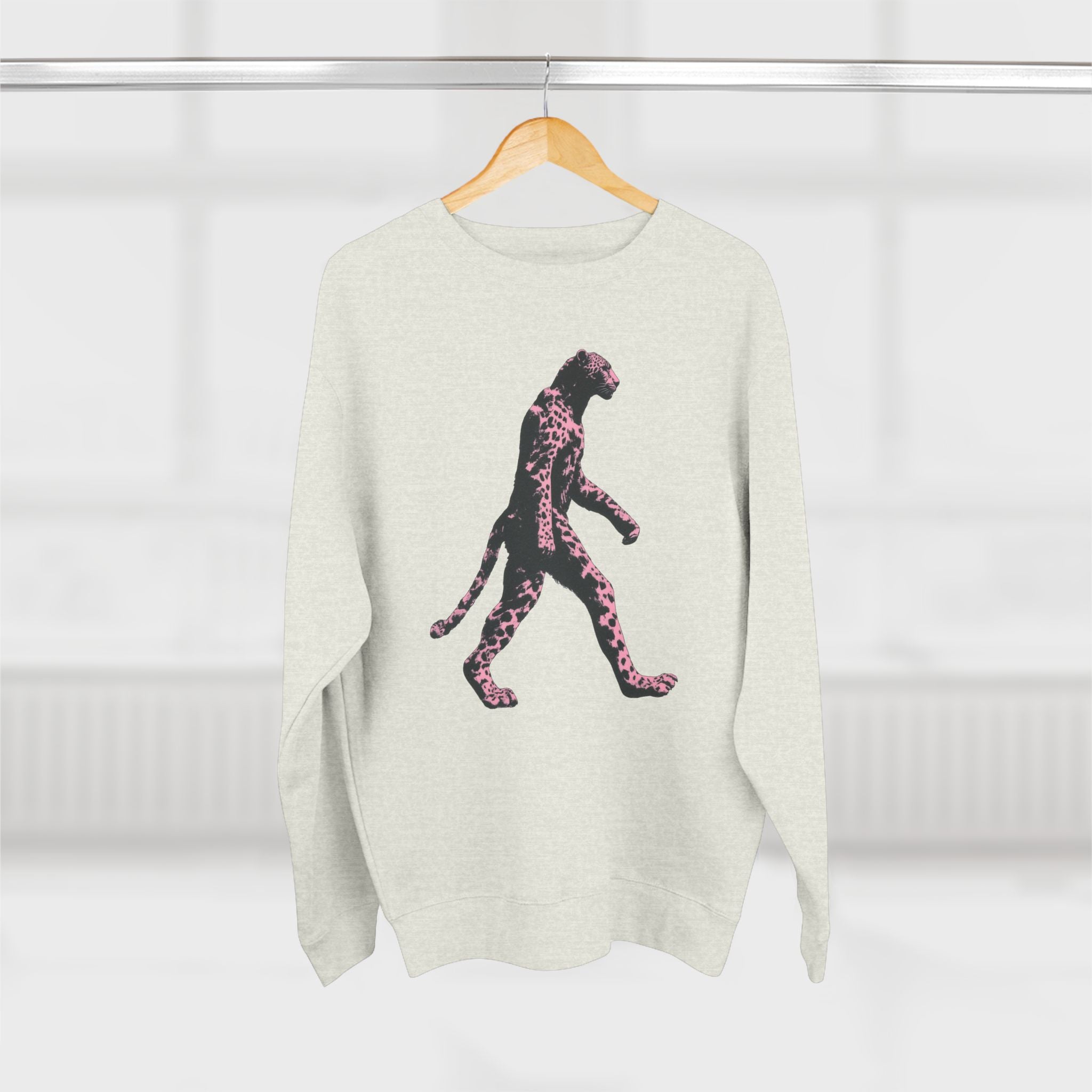 Pink Leopard Crewneck Sweatshirt, Cozy Sweatshirt, Nature Lover Gift, Animal Sweatshirt, Casual Wear, Unisex Fashion