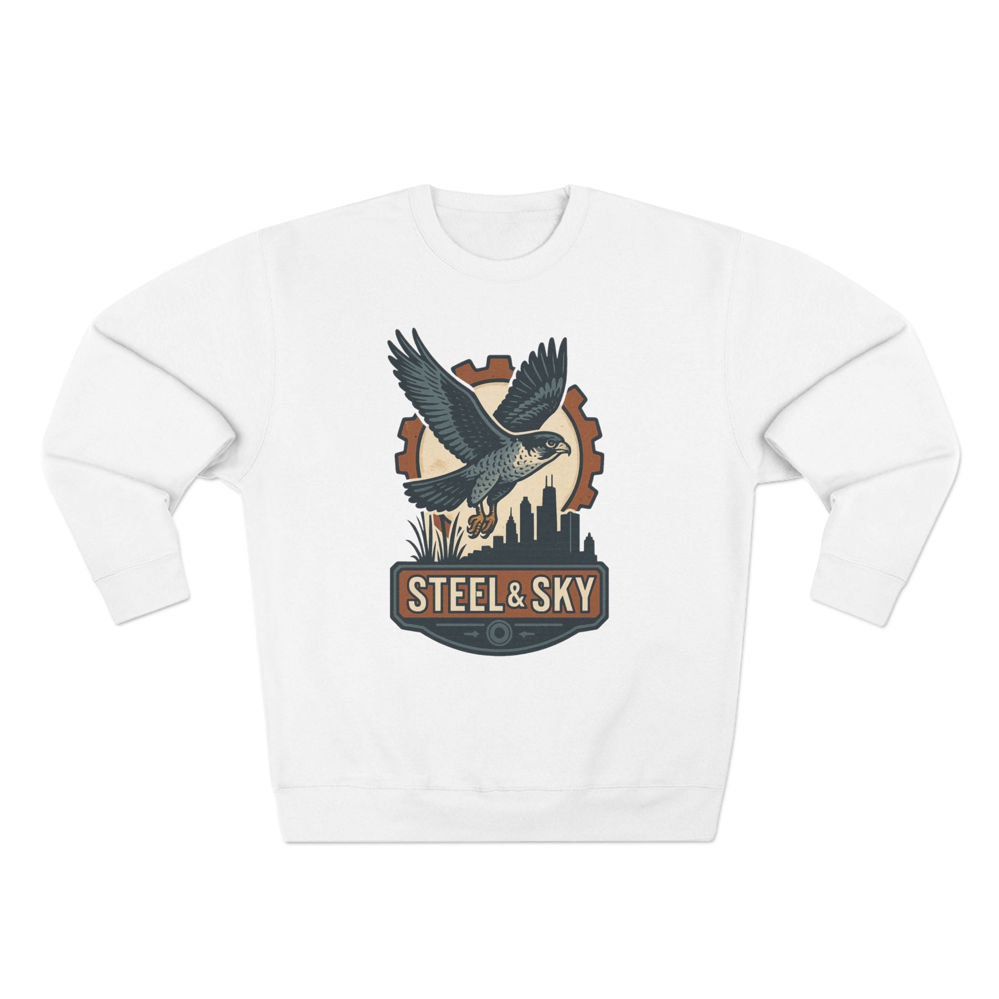 Steel And Sky Unisex Crewneck Sweatshirt - Cozy Fall Wear, Nature Lover Gift, Perfect for Halloween, Casual Comfy Style