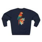 Colorful Parrot Unisex Crewneck Sweatshirt with Back Print, Gift for Bird Lovers, Cute Casual Wear, Artsy Vibe, Ideal for Cozy Days, Birthday Gift