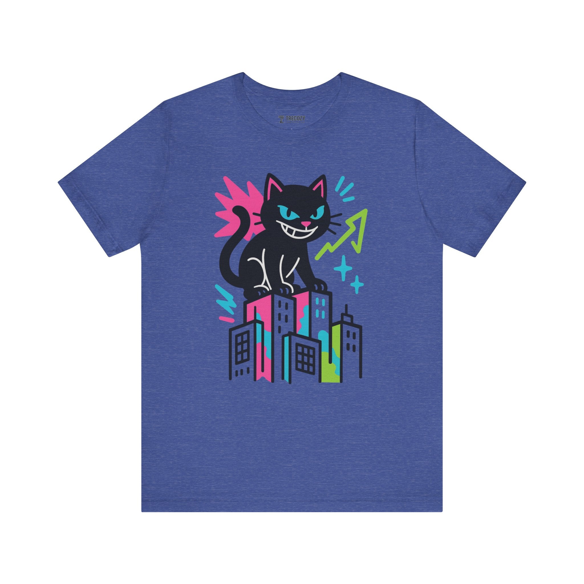 Catzilla Bold Cat Urban Tee - Graphic Rainbow Cat Shirt, Unisex Streetwear, Fun Graphic Tee, Cat Lover Gift, Vintage Style Clothing
