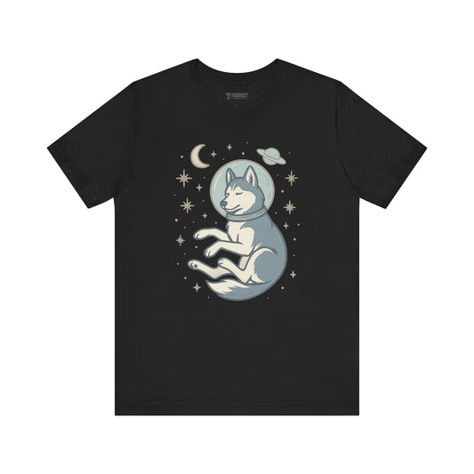Dreaming Husky Astronaut Tee, Cozy TShirt, Gift for Pet Owners, Trending Cute Animal Top, Cute Dog Tshirt