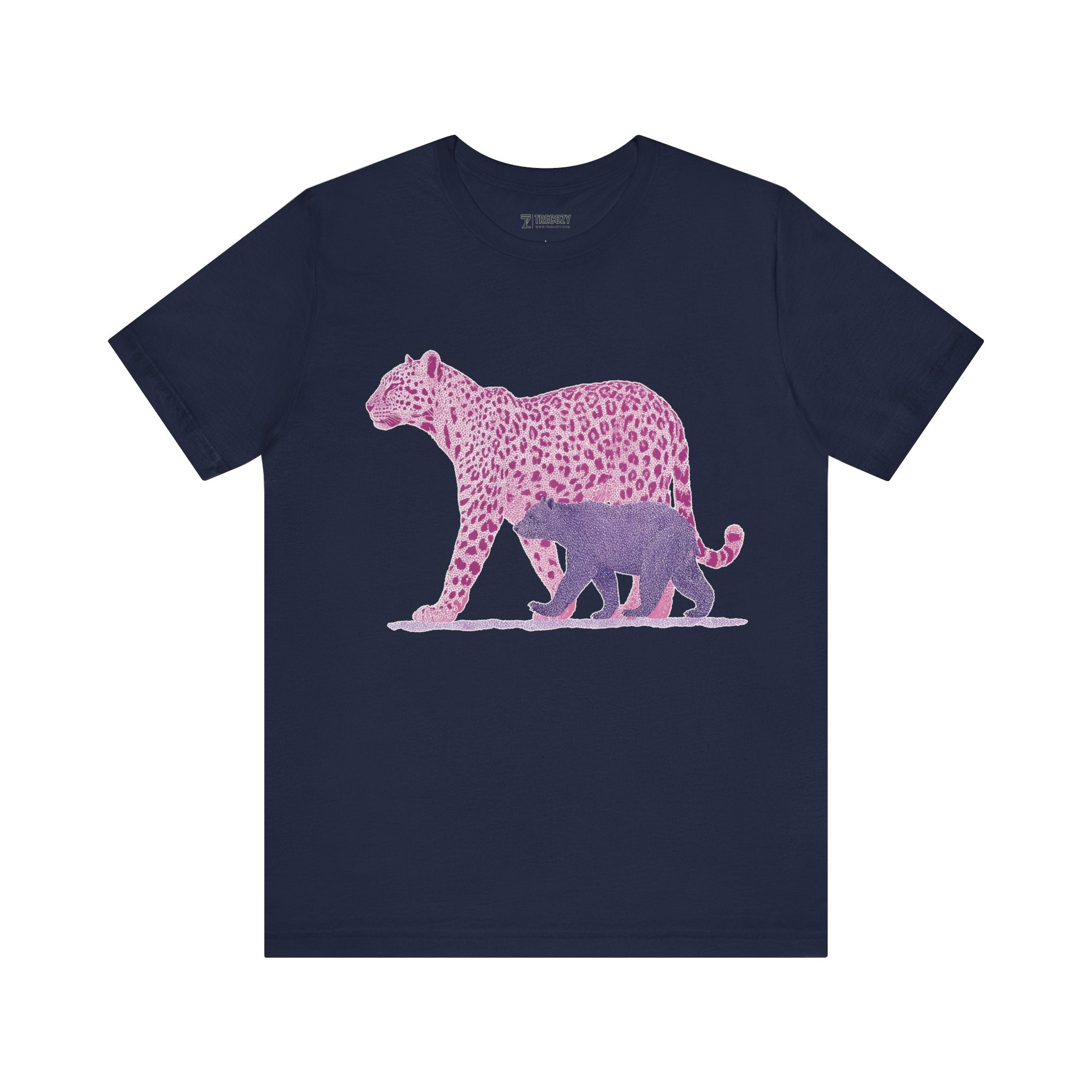 Leopard & Bear Duo – Artistic Wildlife T-Shirt, Bold Pink & Purple Animal Graphic Tee, Nature-Inspired Graphic Tee