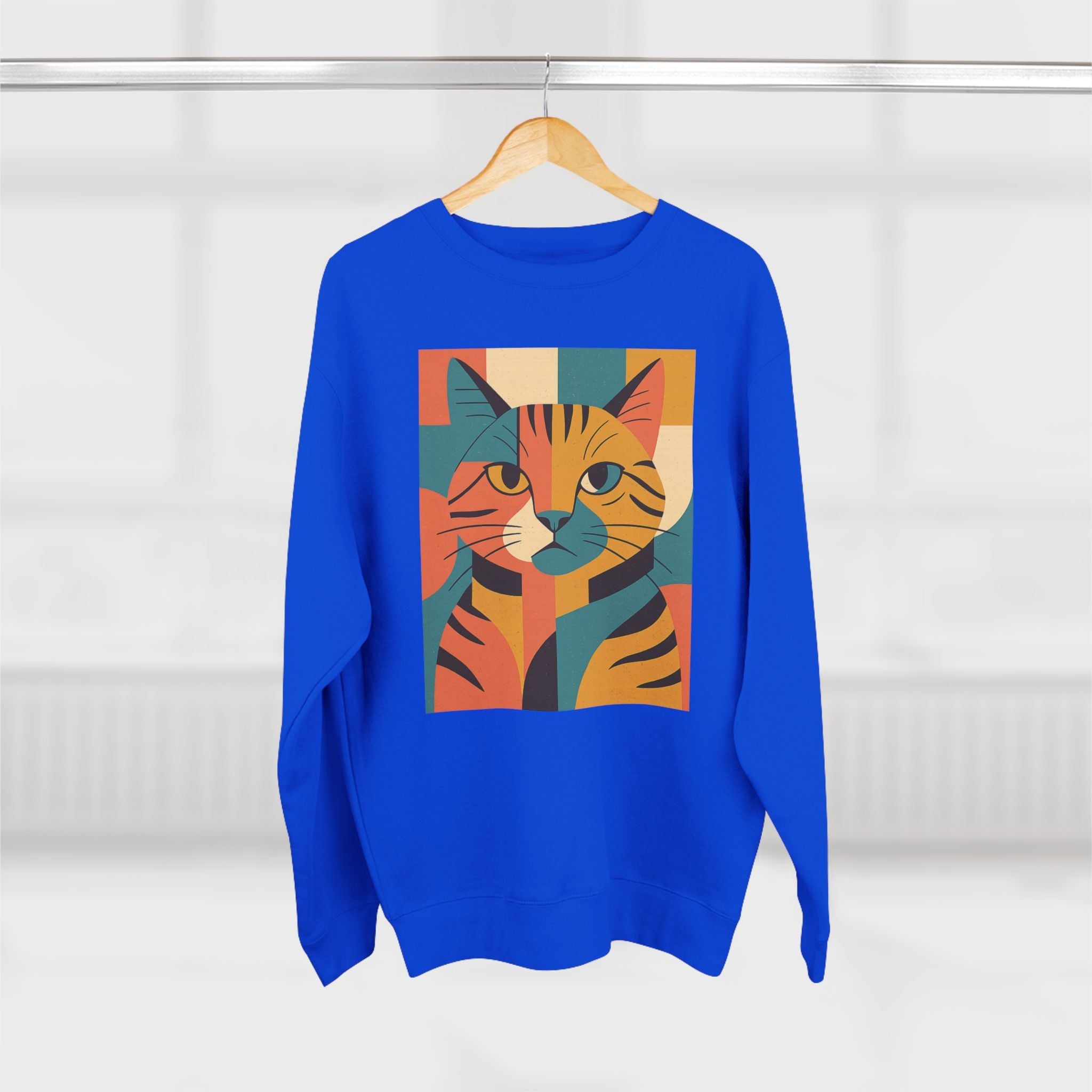 Colorful Cat Unisex Crewneck Sweatshirt, Cat Lover Gift, Cozy Sweater for Pet Owners, Cute Animal Apparel, Perfect for Birthdays, Holidays