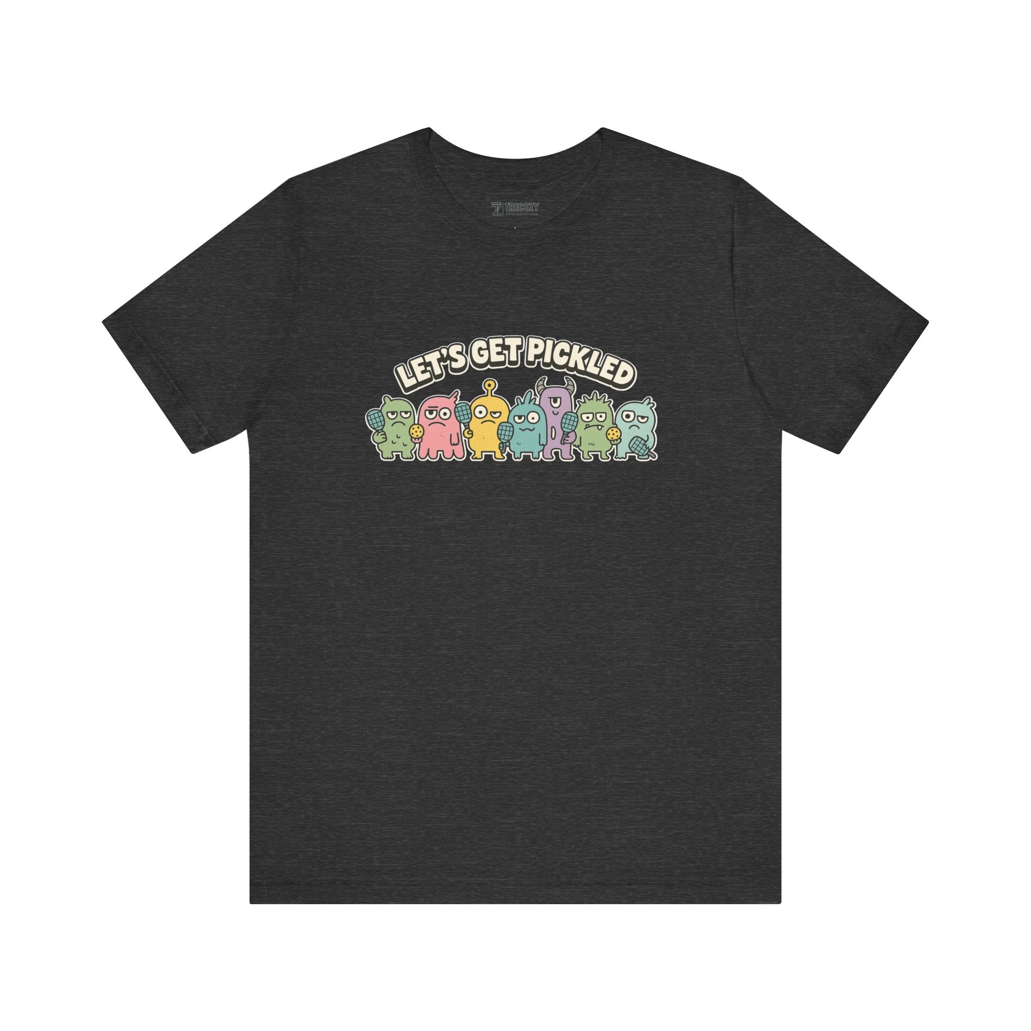 Let’s Get Pickled – Funny Pickleball Monster T-Shirt, Quirky Cartoon Sports Graphic Tee