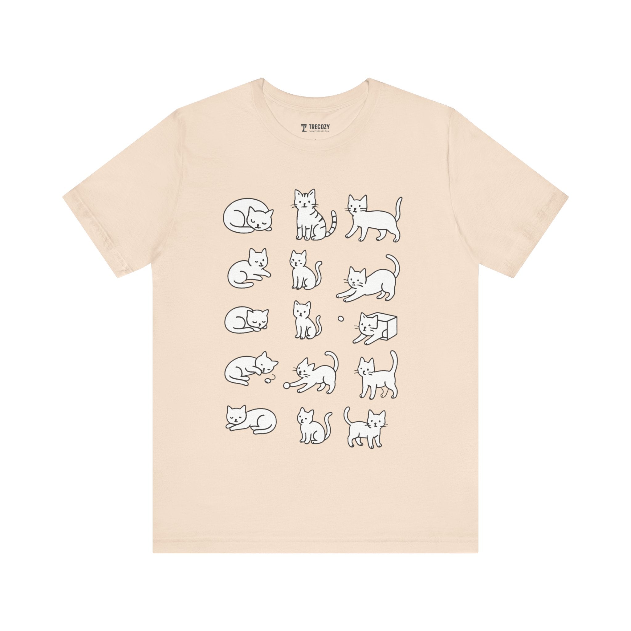Multiple Cats Playing Tee, Cozy Cat Lover Shirt, Gift for Pet Owners, Cute Animal Top, Cat with Flowers