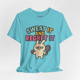 Sweat It and Regret It – Funny Sports Bunny T-Shirt, Quirky Cartoon Tennis Graphic Tee