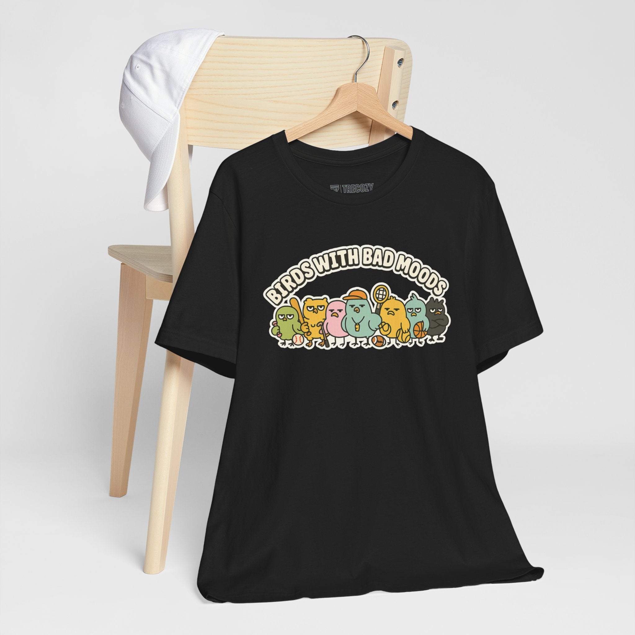 Birds with Bad Moods – Funny Angry Sports Bird T-Shirt, Quirky Cartoon Graphic Tee