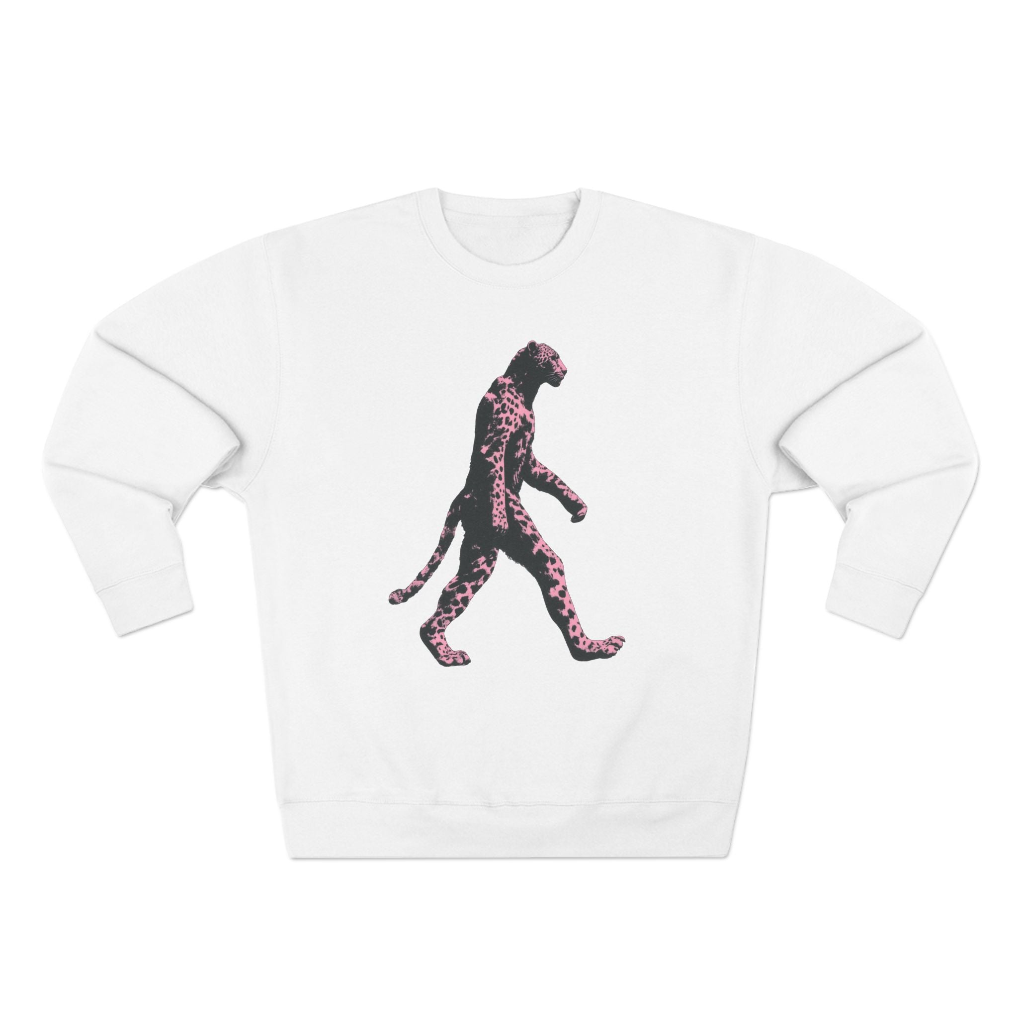 Pink Leopard Crewneck Sweatshirt, Cozy Sweatshirt, Nature Lover Gift, Animal Sweatshirt, Casual Wear, Unisex Fashion