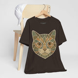 Geometric Cat Tee, Cozy TShirt, Gift for Pet Owners, Trending Cute Animal Top, Cute Cat Tshirt