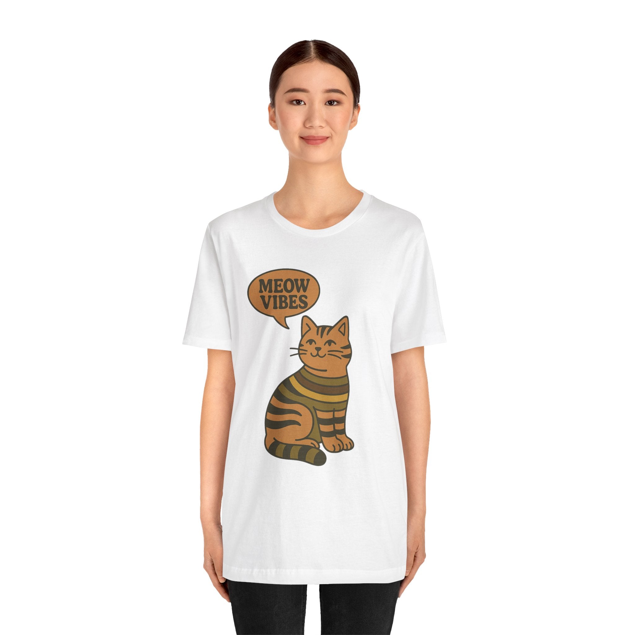 Meow Vibes Cat Tee, Cozy Cat Lover Shirt, Gift for Pet Owners, Trending Cute Animal Top, Nature Inspired Fashion