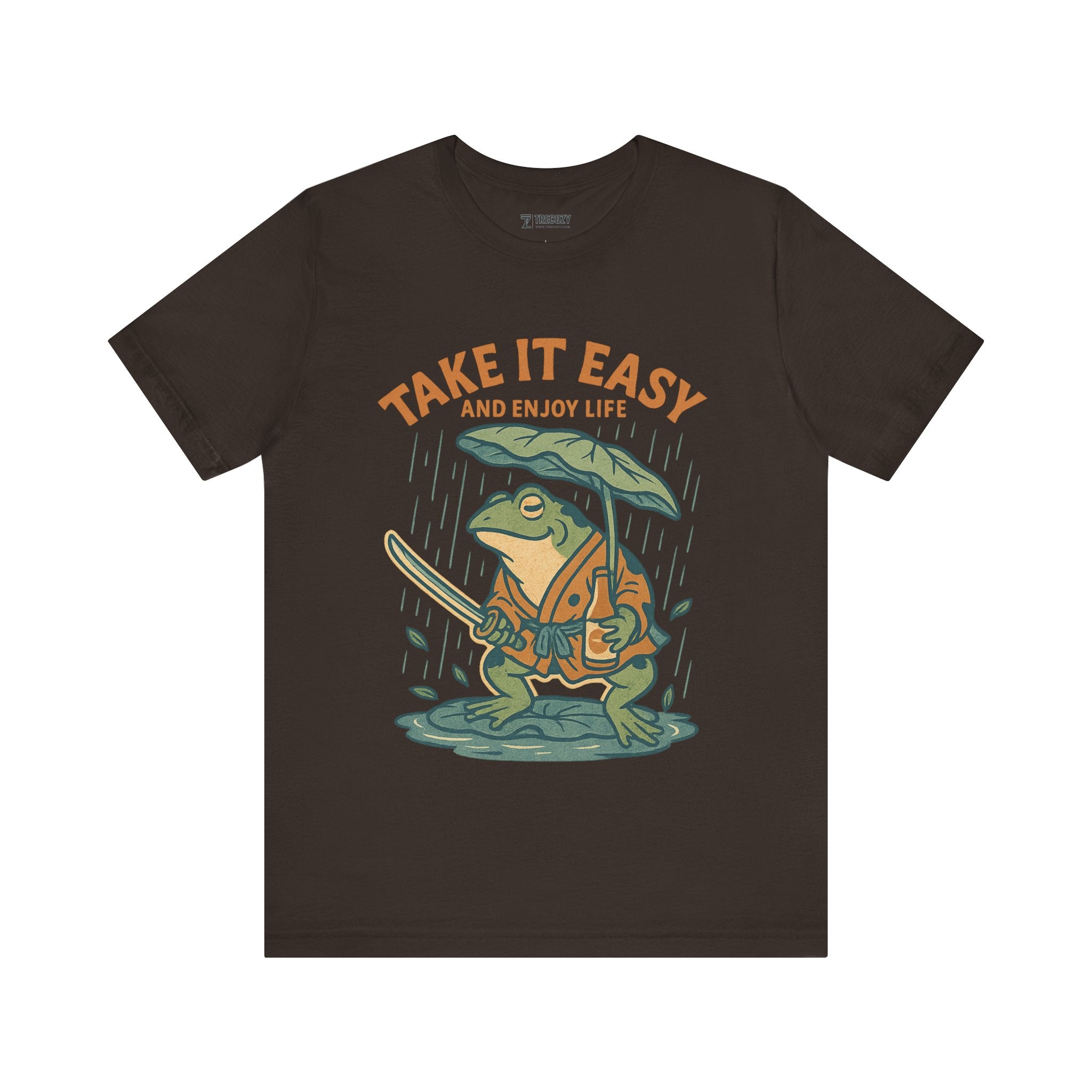 Take It Easy and Enjoy Life – Japanese Ukiyo-e Samurai Frog T-Shirt, Zen Warrior Graphic Tee