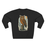 Vintage Owl Unisex Crewneck Sweatshirt - Cozy Fall Wear, Nature Lover Gift, Perfect for Halloween, Casual Comfy Style