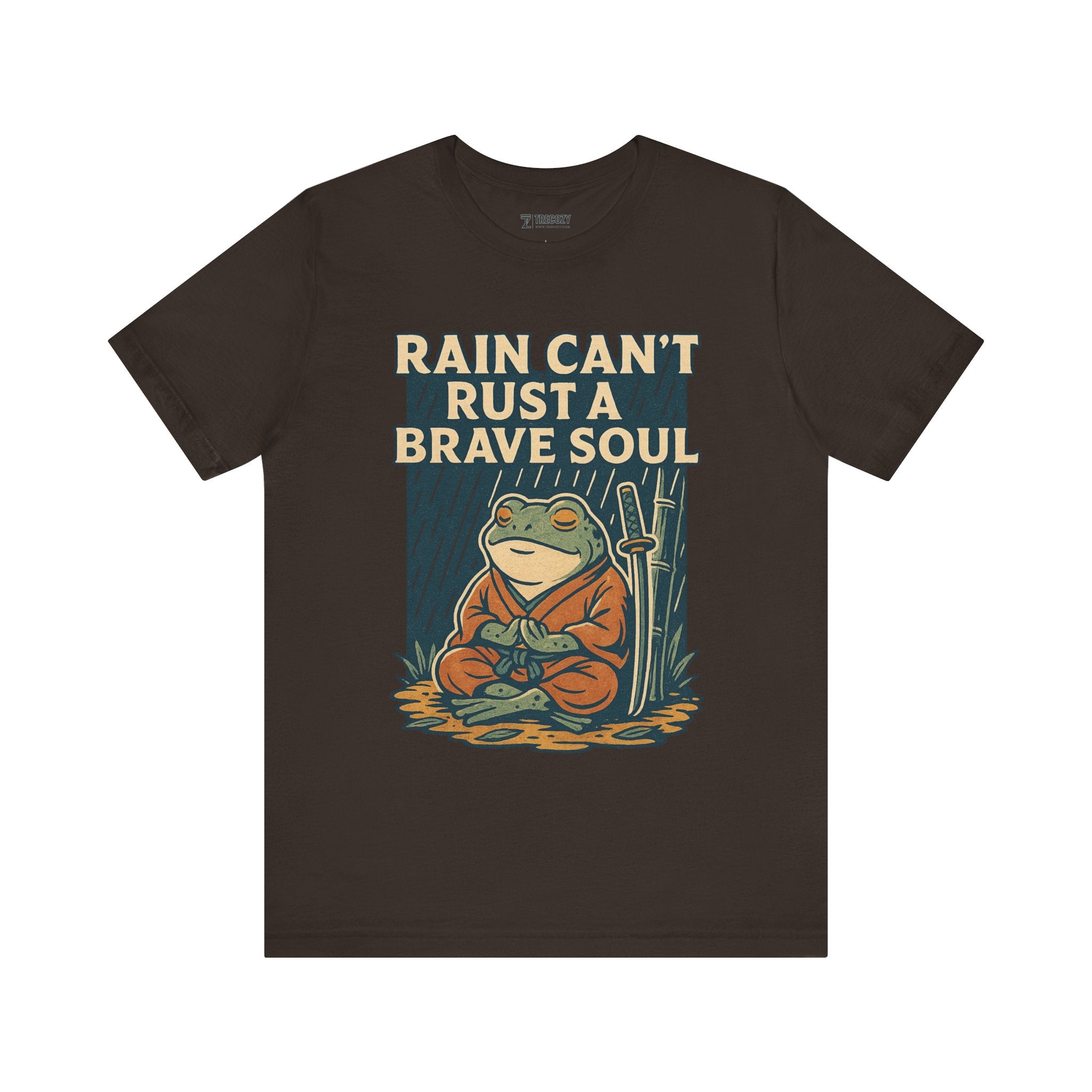 Rain Can’t Rust a Brave Soul – Japanese Ukiyo-e Samurai Frog T-Shirt, Zen Warrior Graphic Tee