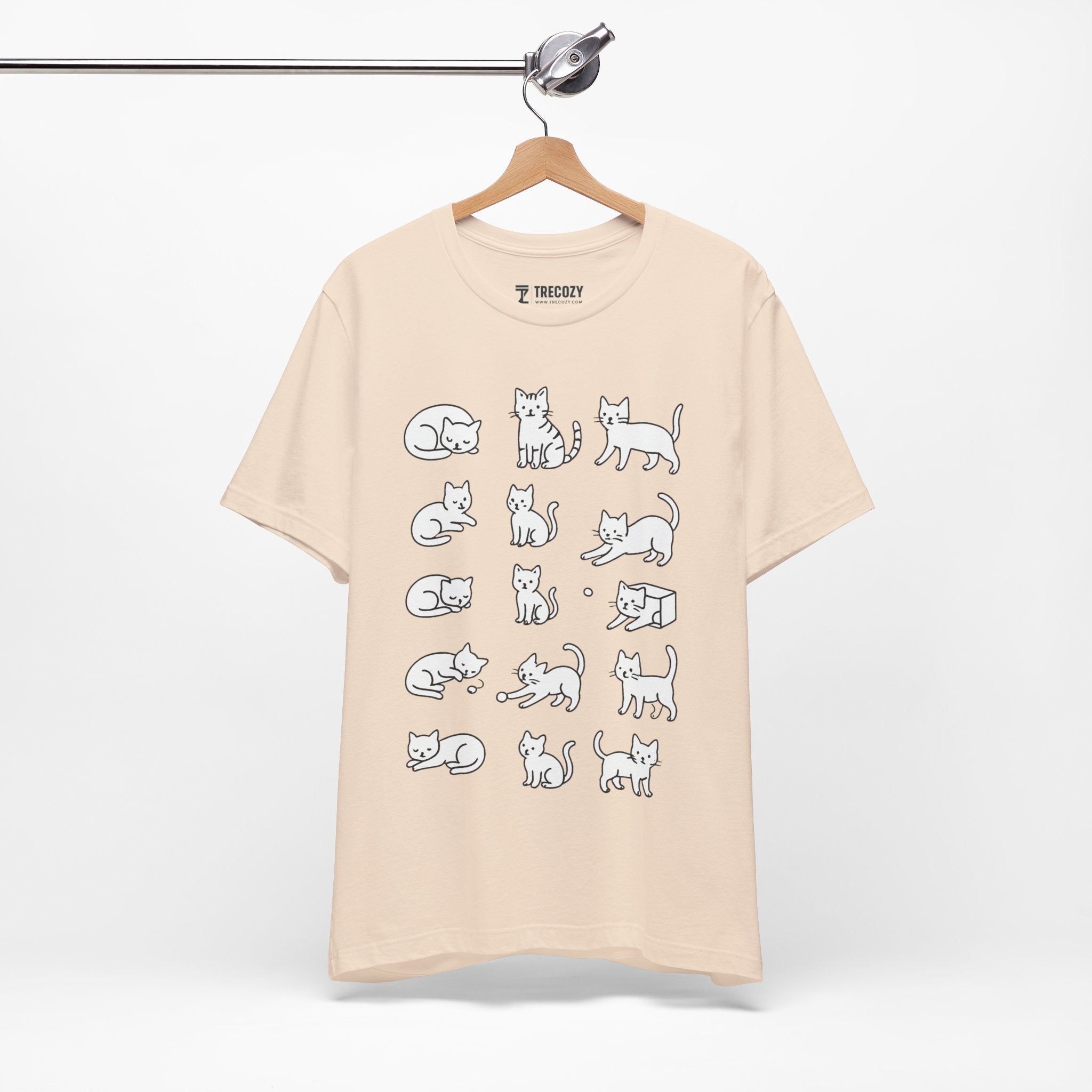Multiple Cats Playing Tee, Cozy Cat Lover Shirt, Gift for Pet Owners, Cute Animal Top, Cat with Flowers