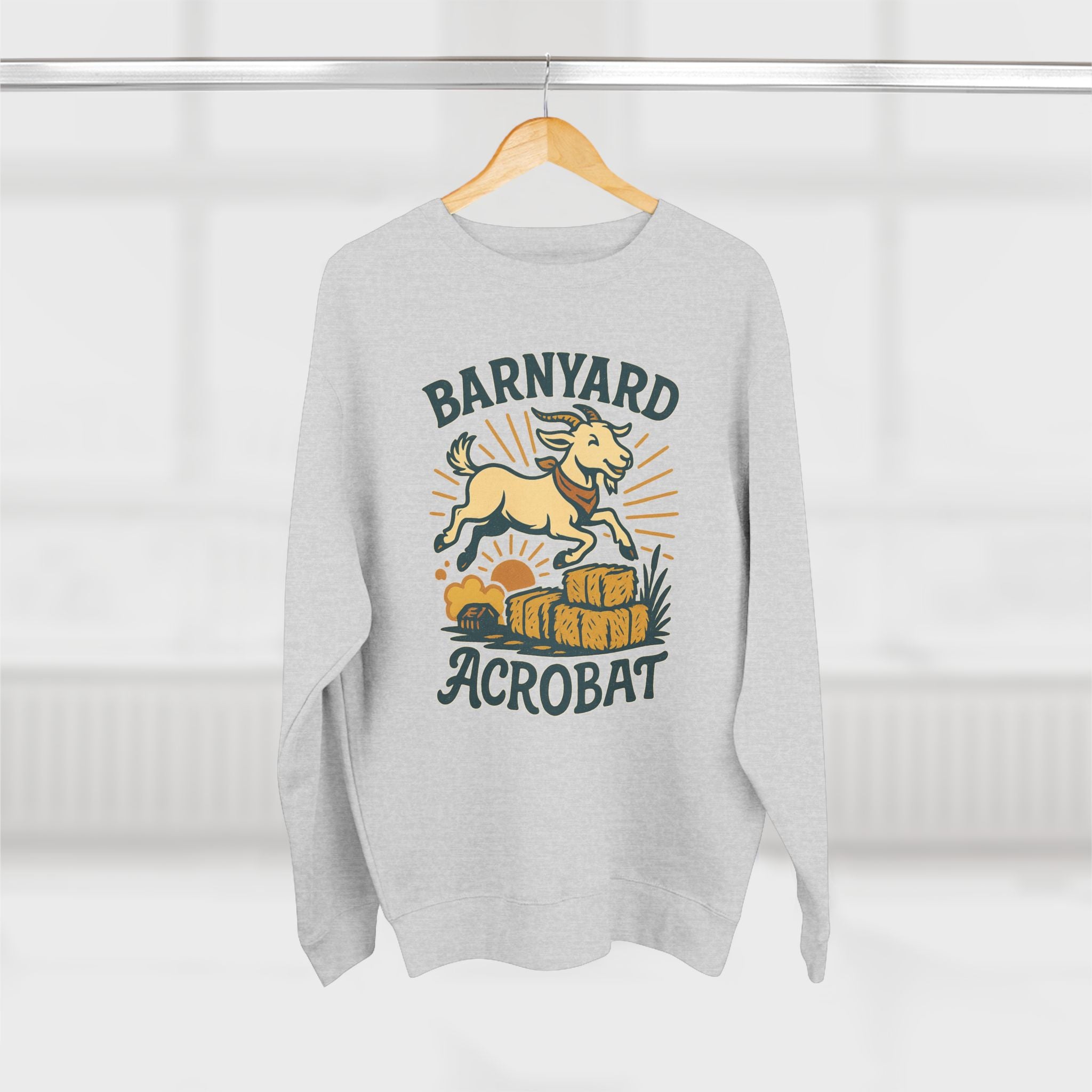 Barn Yard Acrobat GOAT Unisex Crewneck Sweatshirt | Cozy Fall Fashion, Gift for Nature Lovers, Perfect for Outdoors & Running, Seasonal Apparel