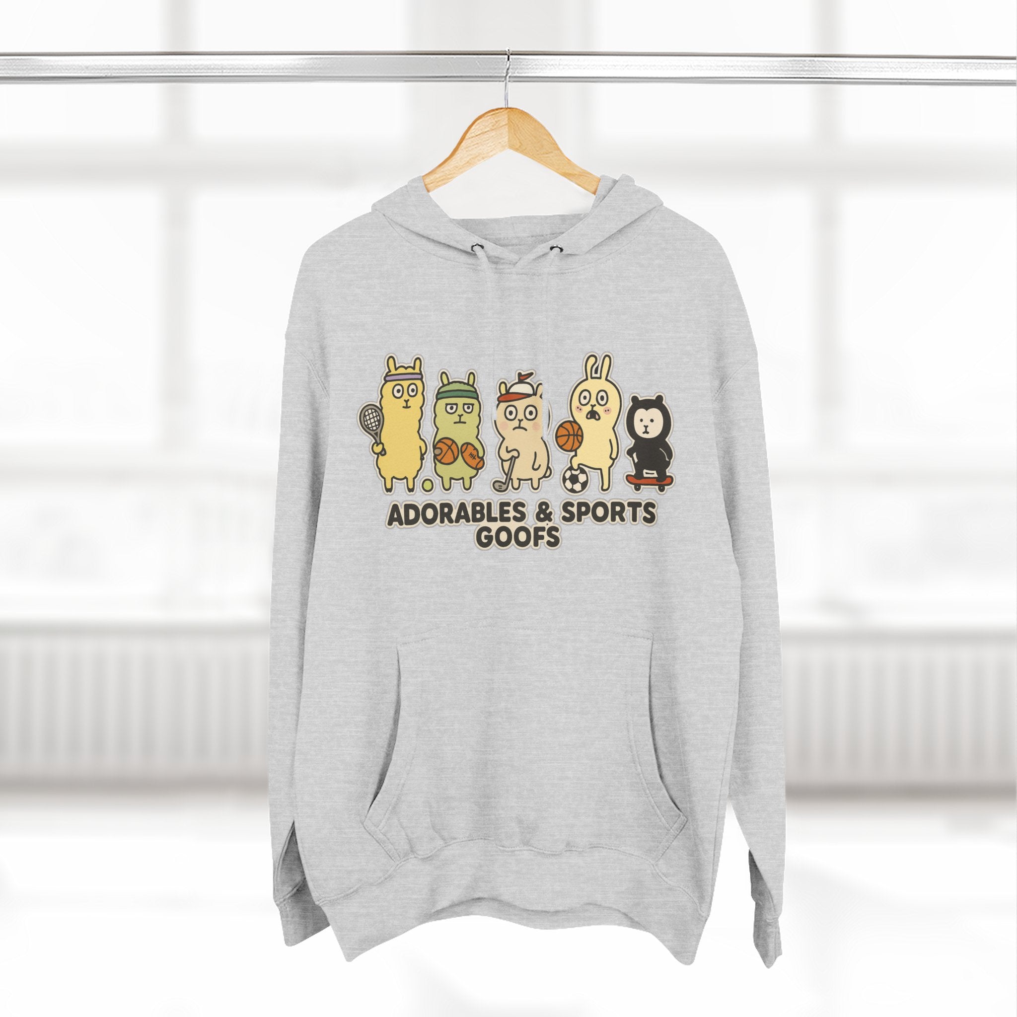 Adorable Characters Fleece Hoodie, Cozy Sweatshirt, Relaxed Apparel, Gift for Friends, Casual Wear, Chill Hoodie