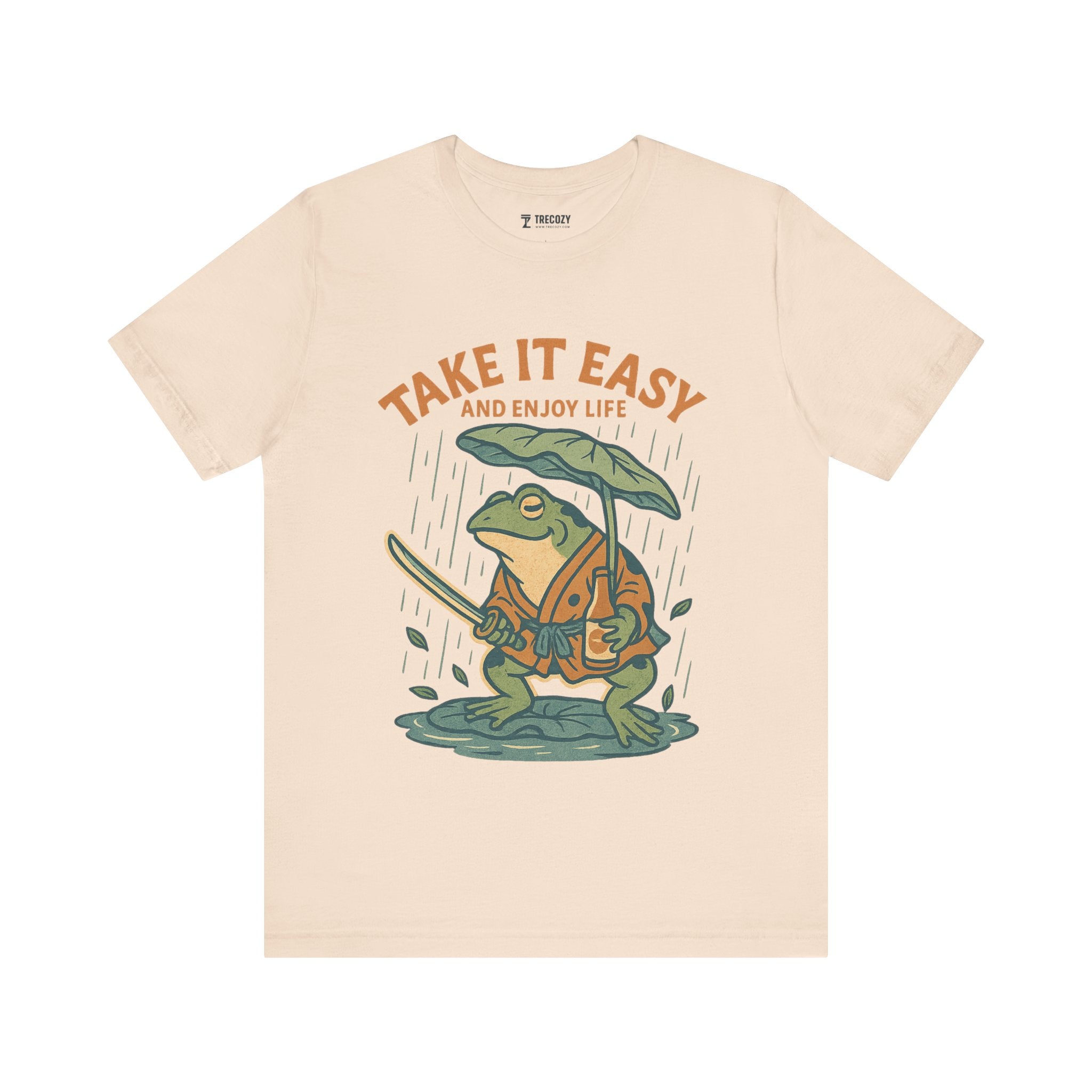 Take It Easy and Enjoy Life – Japanese Ukiyo-e Samurai Frog T-Shirt, Zen Warrior Graphic Tee