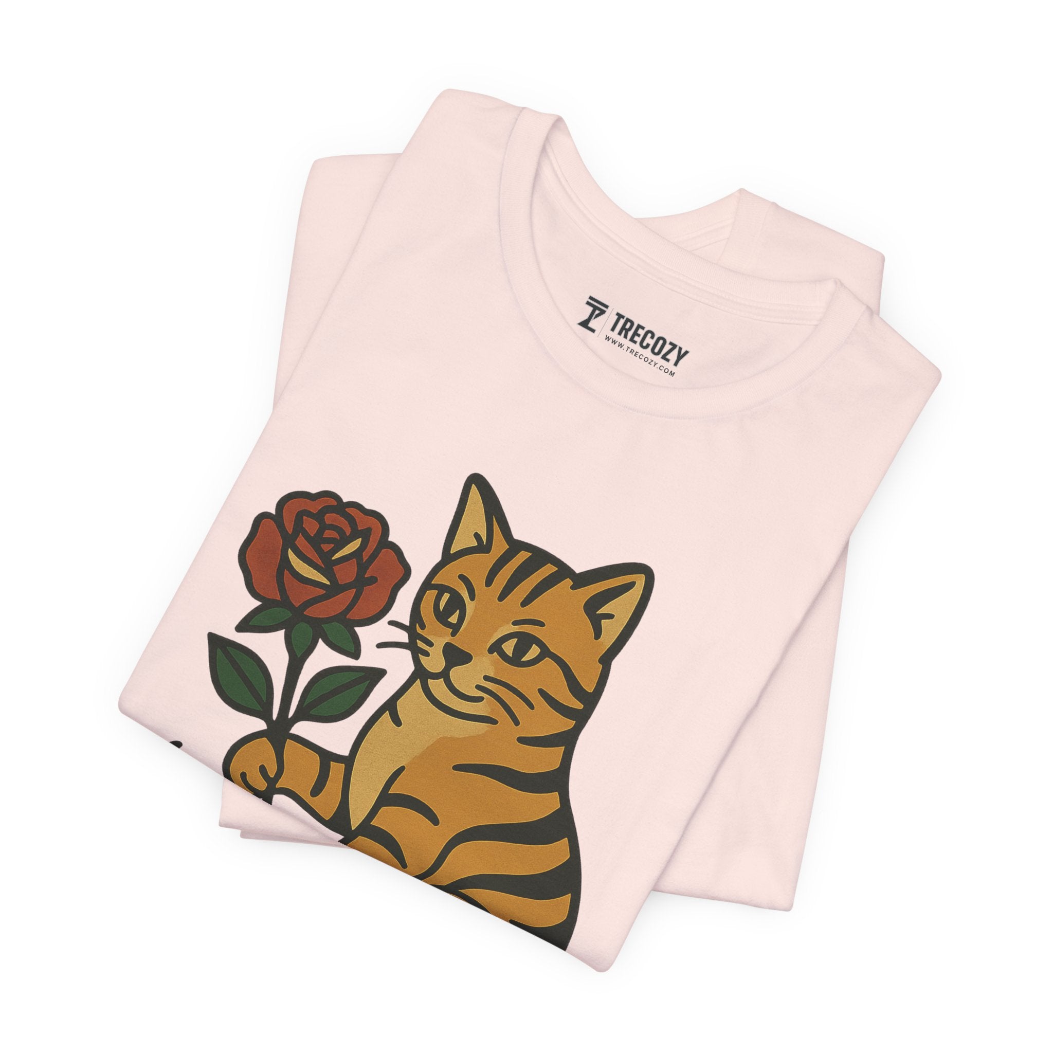Purr Ever Cat Tee, Cozy Cat Lover Shirt, Gift for Pet Owners, Cute Animal Top, Cat with Flowers
