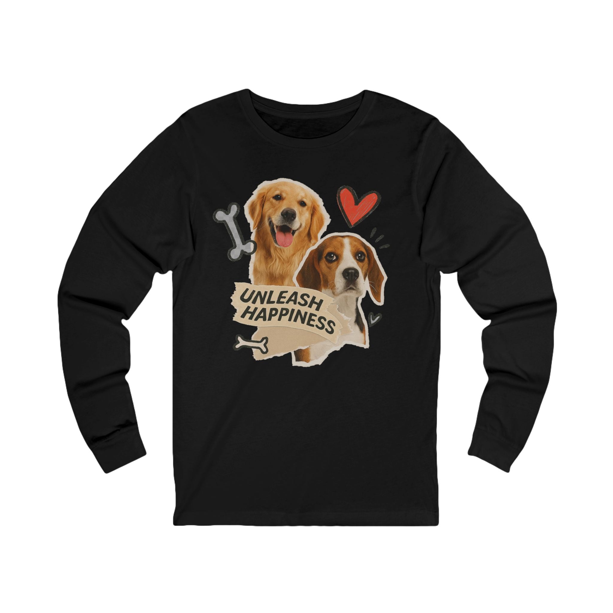 Unleash Happiness Dog Lover Long Sleeve Tee, Pet Owner Shirt, Gift for Dog Mom, Animal Lover Apparel, Cozy Fall Outfit
