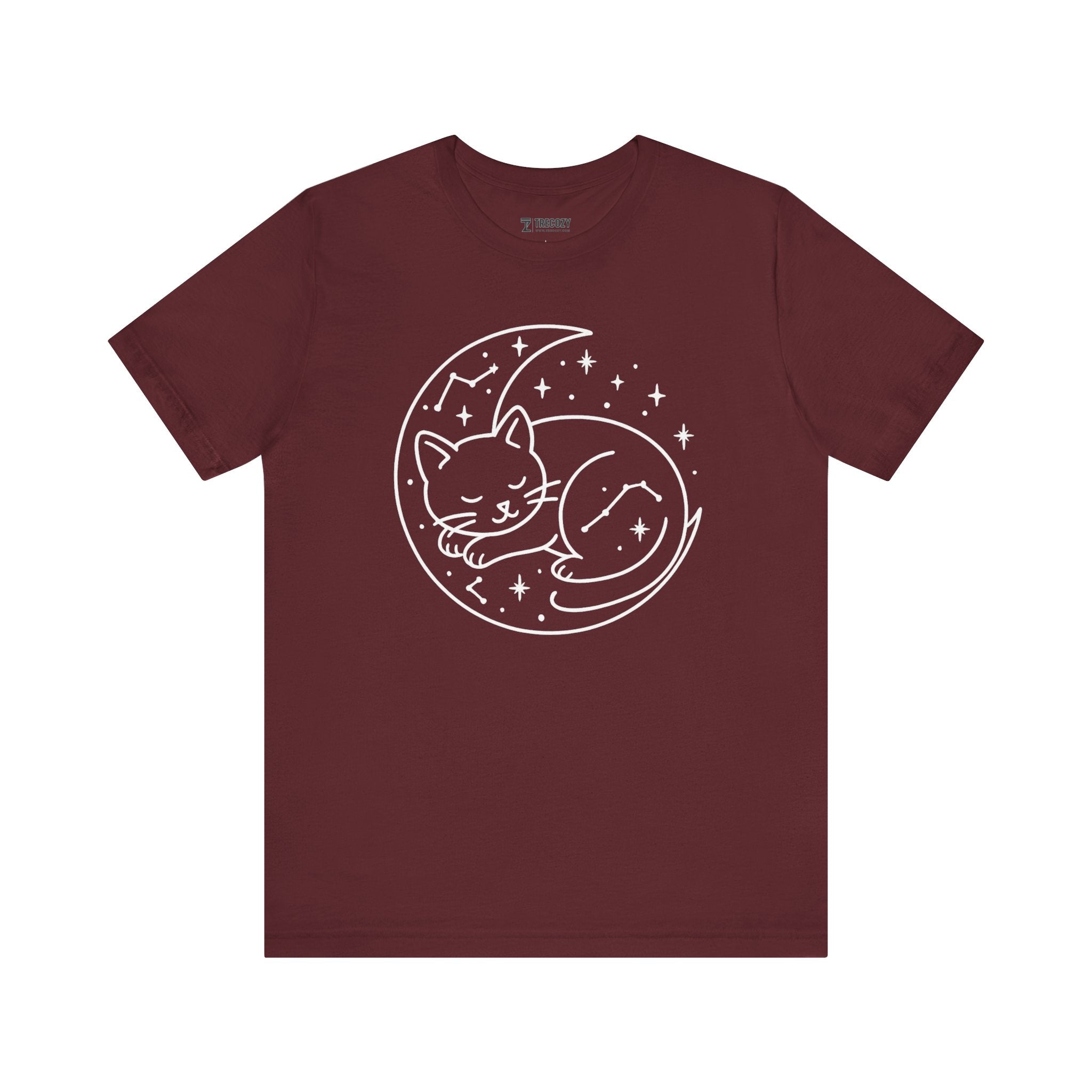 Cozy Cat Moon T-Shirt - Relaxed Tee for Cat Lovers, Perfect Gift for Birthdays, Holidays, or Casual Wear, Soft Cotton Top, Animal Lovers Tee