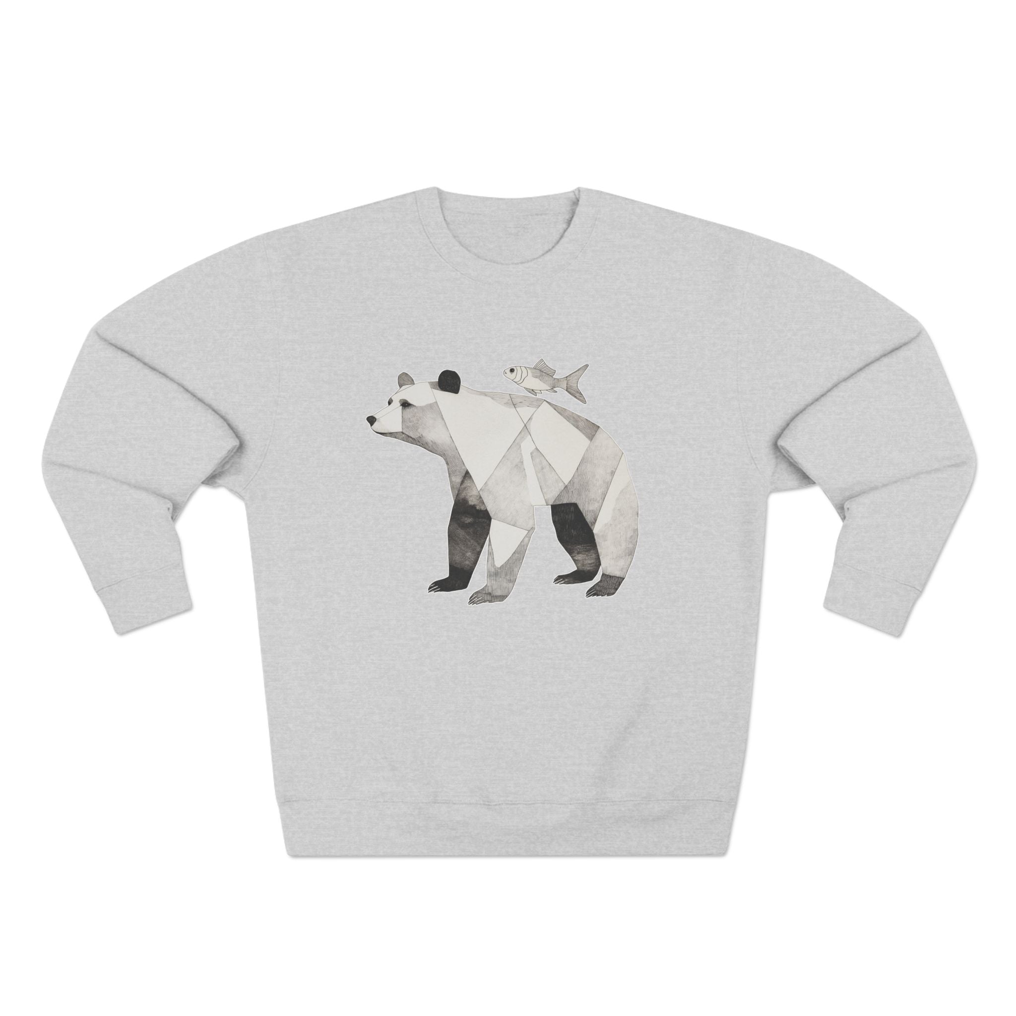 Geometric Bear Crewneck Sweatshirt, Cozy Sweatshirt, Nature Lover Gift, Animal Sweatshirt, Casual Wear, Unisex Fashion